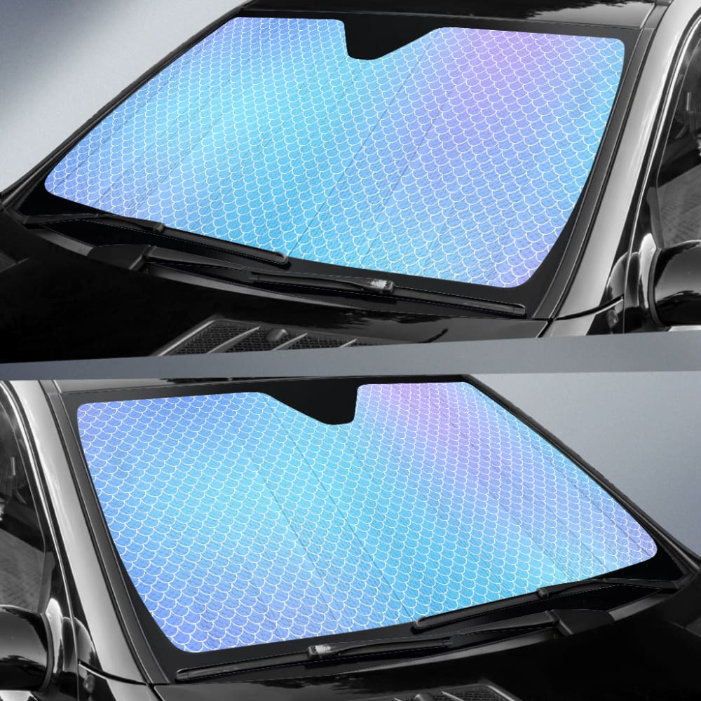 Blue Purple Mermaid Scales Car Sun Shade for Windshield - UV Protection & Heat Blocking for Cars, SUVs, Trucks | Perfect for Summer, Road Trips & Parking in Direct Sunlight