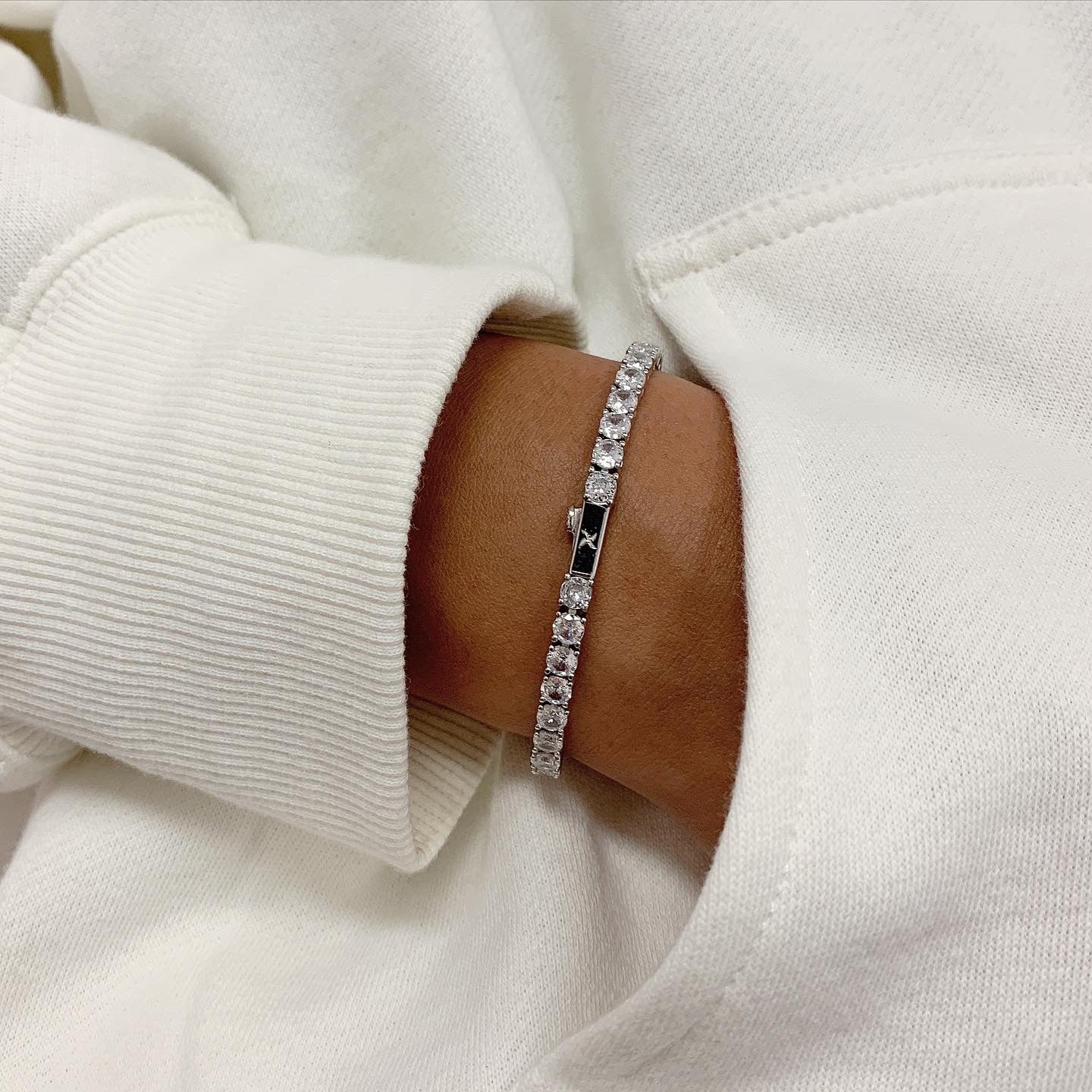 4mm Pure White Tennis Bracelet - .925 Sterling Silver for Women | Elegant & Timeless Jewelry for Weddings, Parties & Everyday Wear