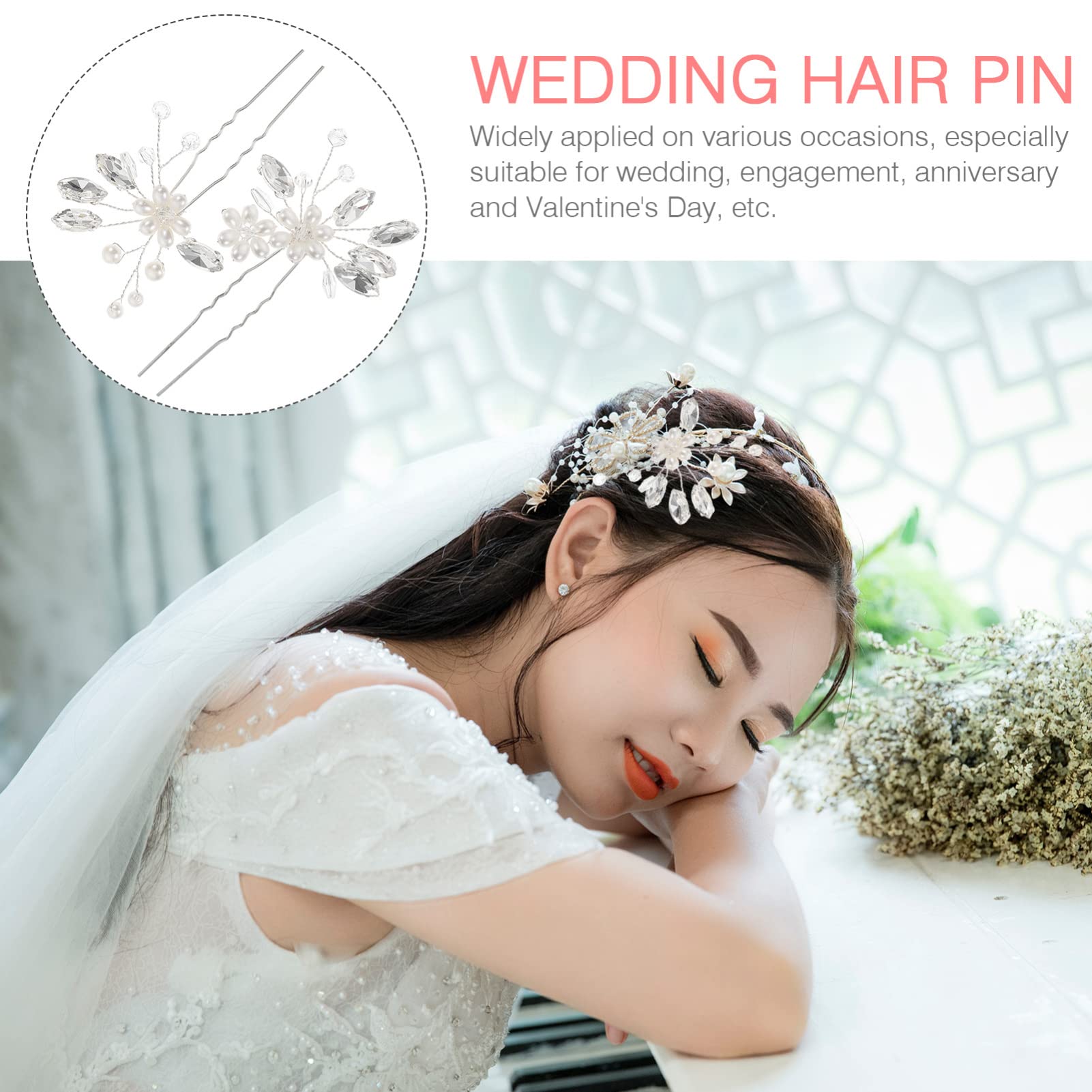 Elegant KALLORY Rhinestone Bridal Hair Pins & Clips - 2PC Set for Weddings, Bridesmaids & Special Occasions | Shimmering Hair Accessories for Bridal Showers, Prom & Formal Events