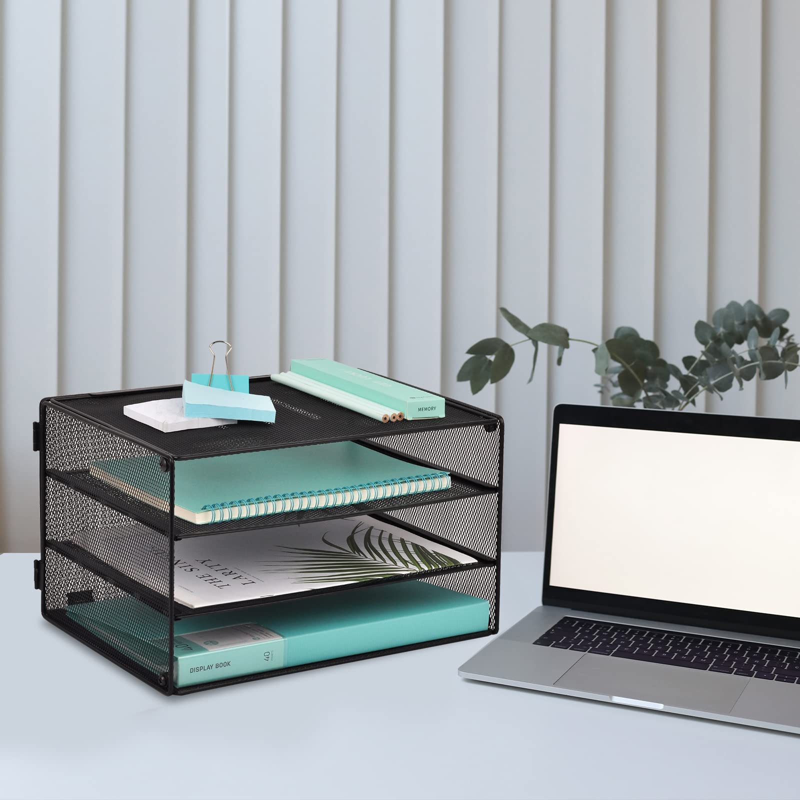 EASEPRES 3-Tier Mesh Paper Organizer Tray - Black Desk File Organizer & Letter Sorter for Home Office - Perfect for Bills, Mail, Documents and Office Supplies Storage