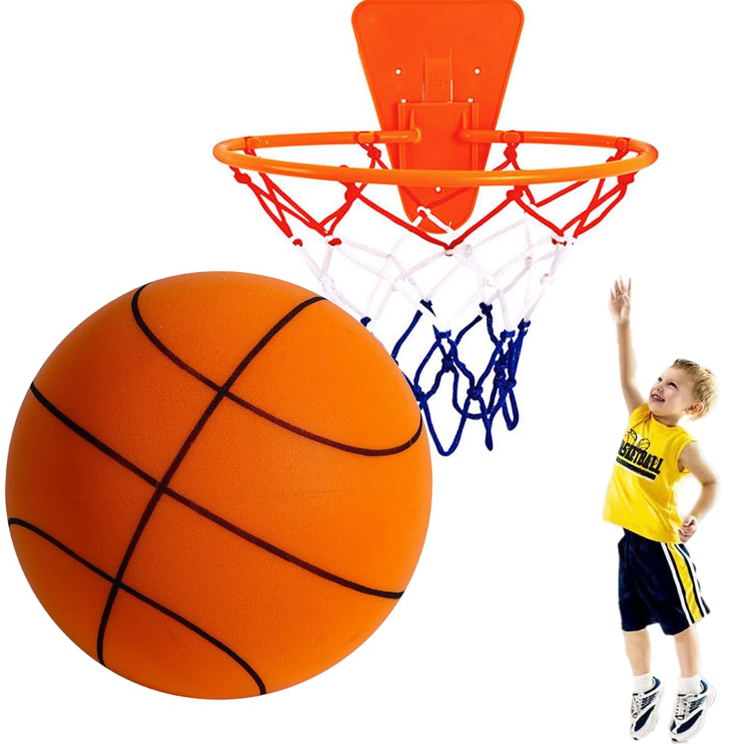 Silent Basketball - Wall Mounted Indoor Mini Basketball Hoop with Quiet Bounce Technology | Perfect for Kids' Bedroom, Office & Small Space Play