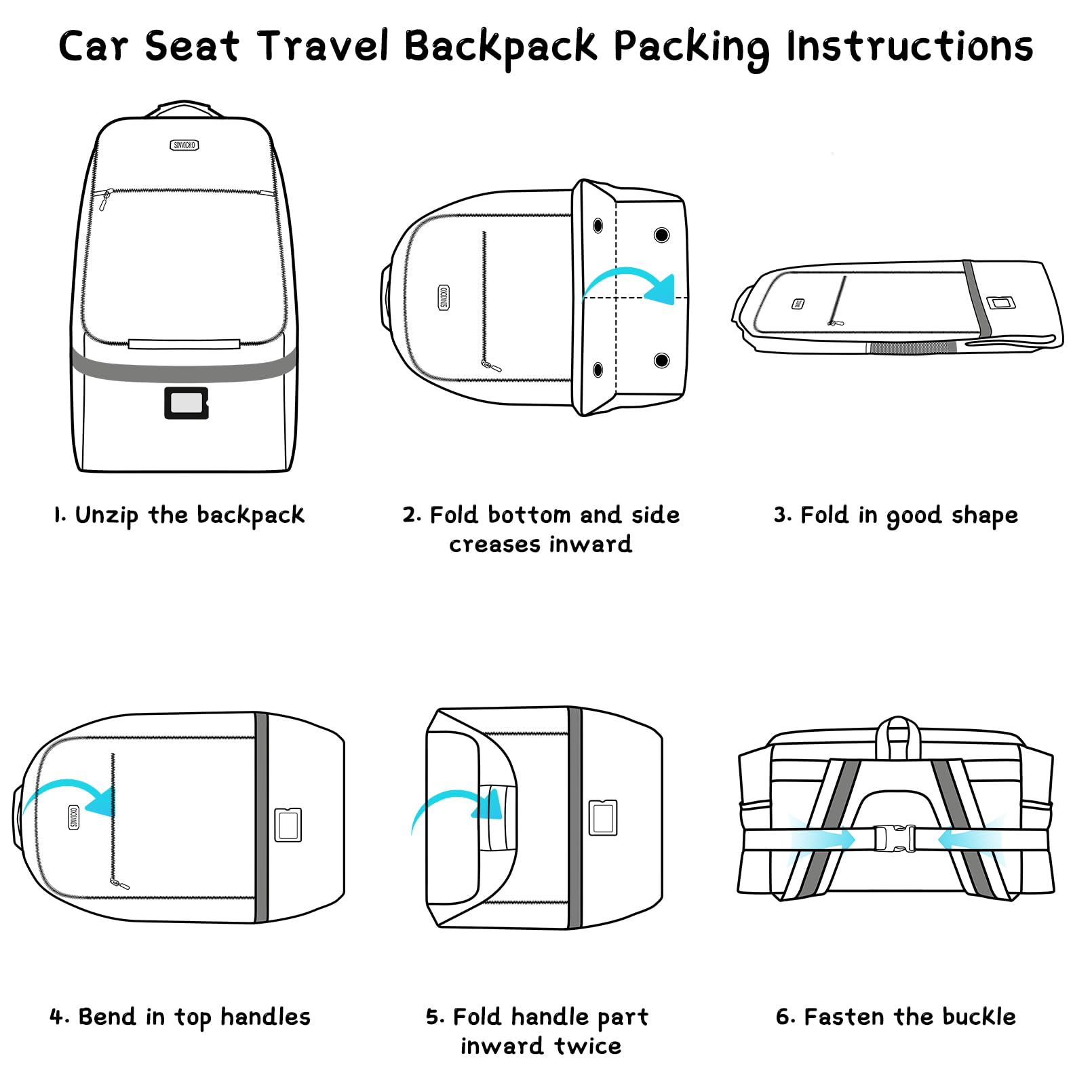 SINVICKO Large Car Seat Travel Backpack - Durable Car Seat Carrier Bag for Airplane, Gate Check & Infant Seat Protection | Perfect for Air Travel, Road Trips & Storage
