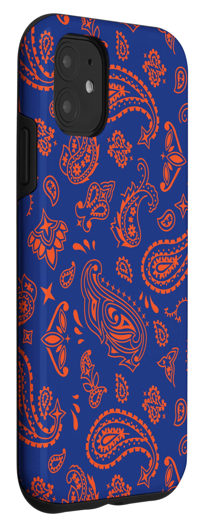iPhone 11 Classic Blue Orange Paisley Bandana Phone Case - Stylish Protection for Everyday Use, Travel, and Outdoor Adventures