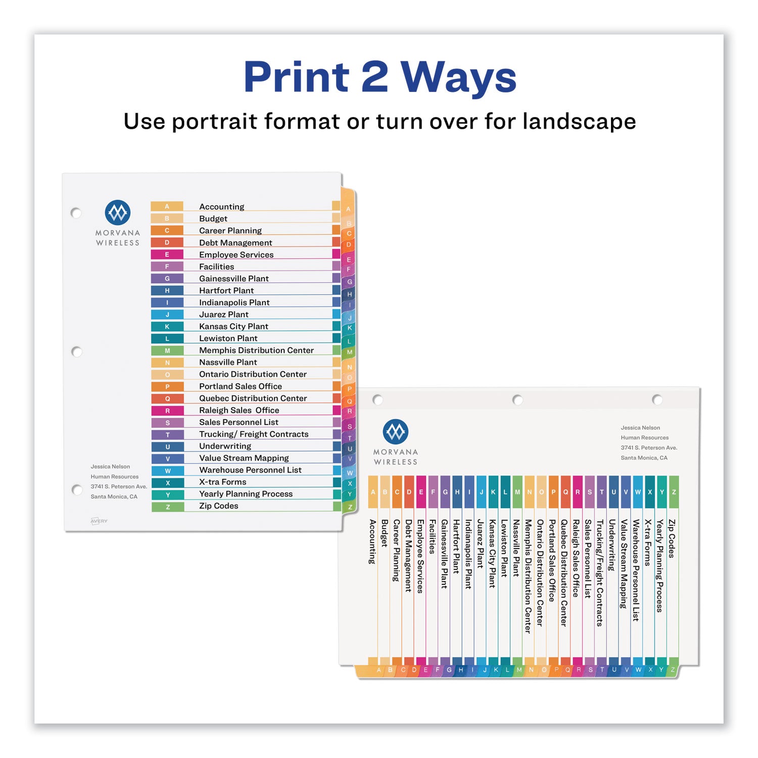 Avery® Customizable A-Z Index Tab Dividers, 26 Multicolor Tabs, 8.5