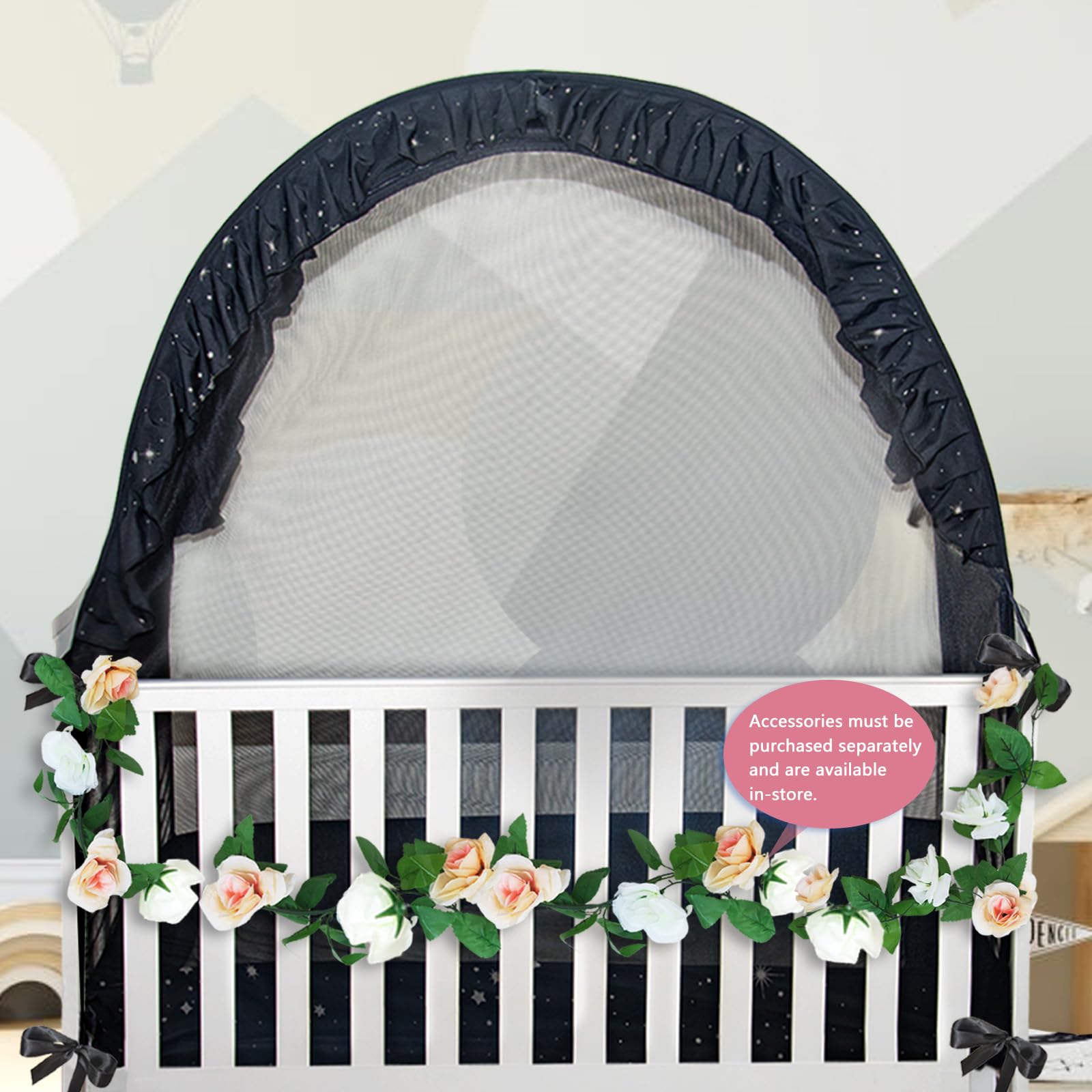**Daksha Baby Pack N Play Tent with Glowing Stars - Pop Up Crib Tent for Toddler Safety, Breathable Mesh & Mosquito Net for Infant Security | Perfect for Travel, Camping & Indoor Play**
