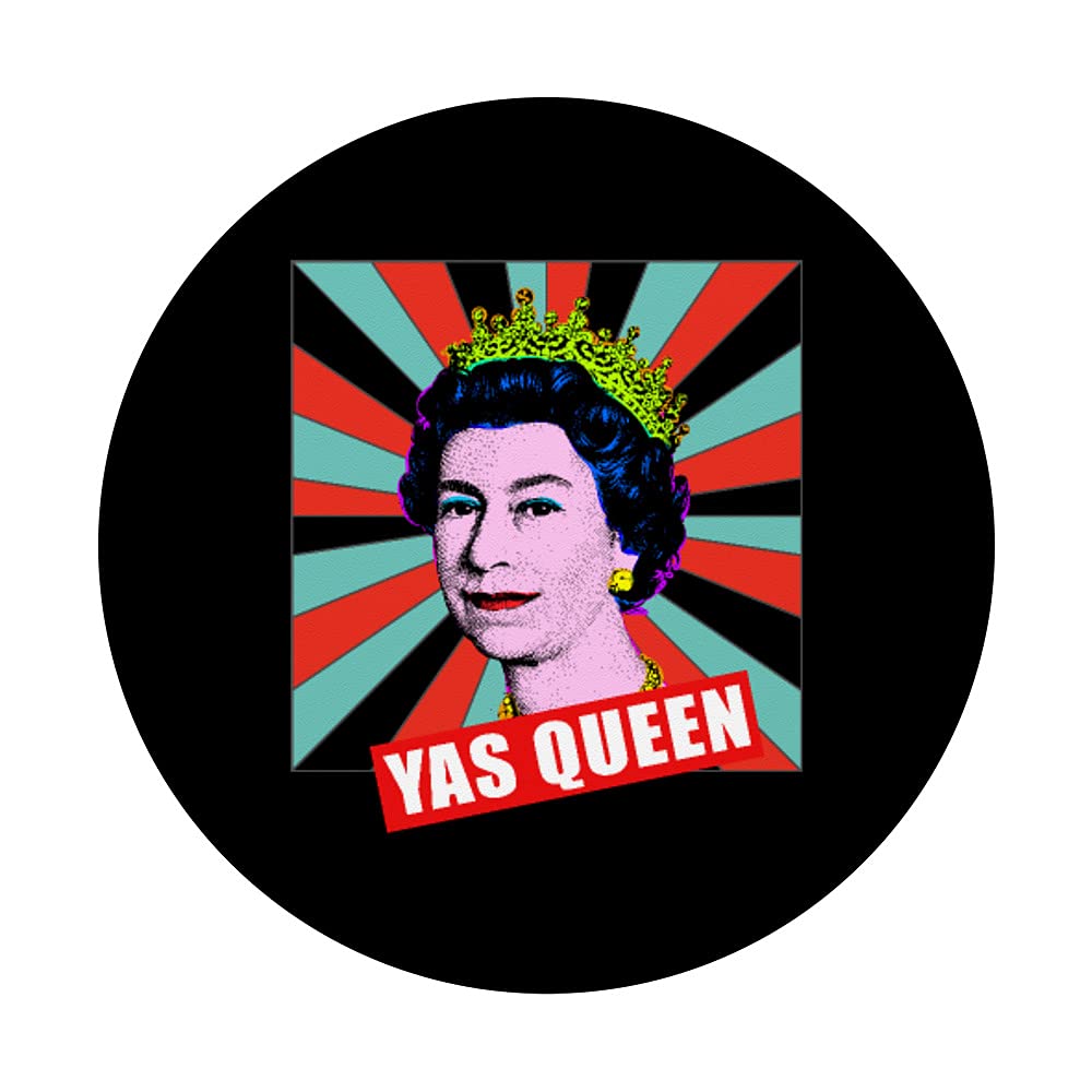 Elizabeth Yas Queen Retro Pop Art Queen of England Swappable PopGrip - Stylish Phone Grip & Stand for iPhone, Samsung & Smartphones - Perfect for Daily Use, Commuting & Travel