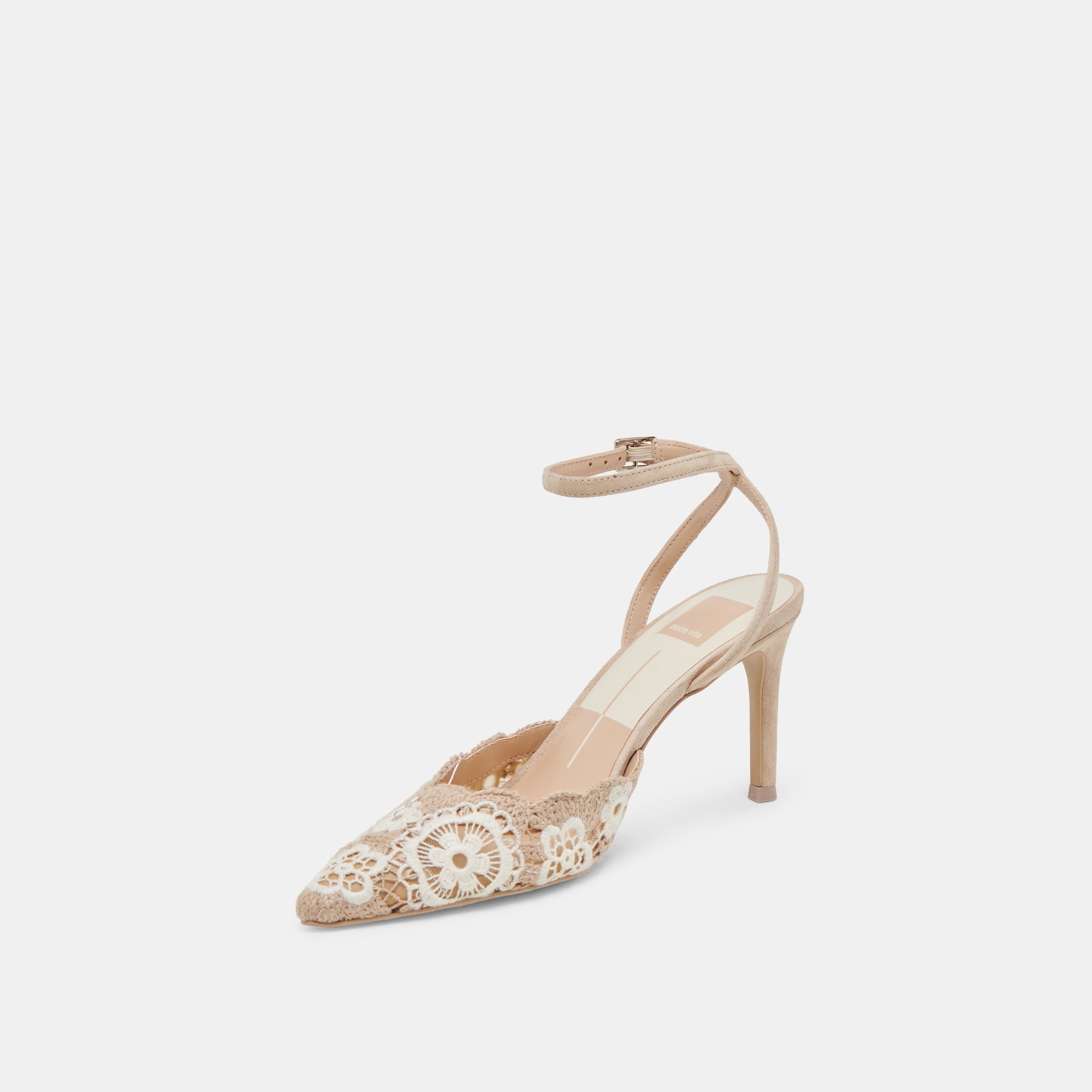Kenedy Women's Tapered Heels - Taupe Multi-Color Crochet Design Comfortable Block Heels for Weddings, Parties & Office Wear