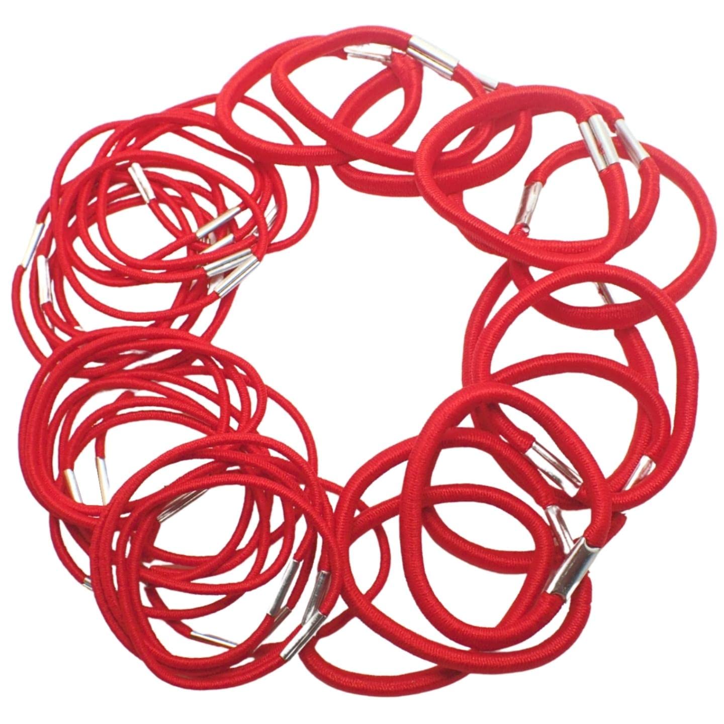 Topkids 36-Piece Thick & Thin Hair Ties for Girls and Women - Soft Elastic Hair Bands for Thin and Thick Hair - Red Hair Accessories for School, Work, and Everyday Styling