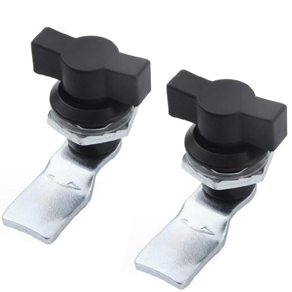 2-Pack Black Thumb Operated Offset Cam Locks for Machine Cabinets & Drawers - Secure & Easy to Install for Home, Office & Workshop Use
