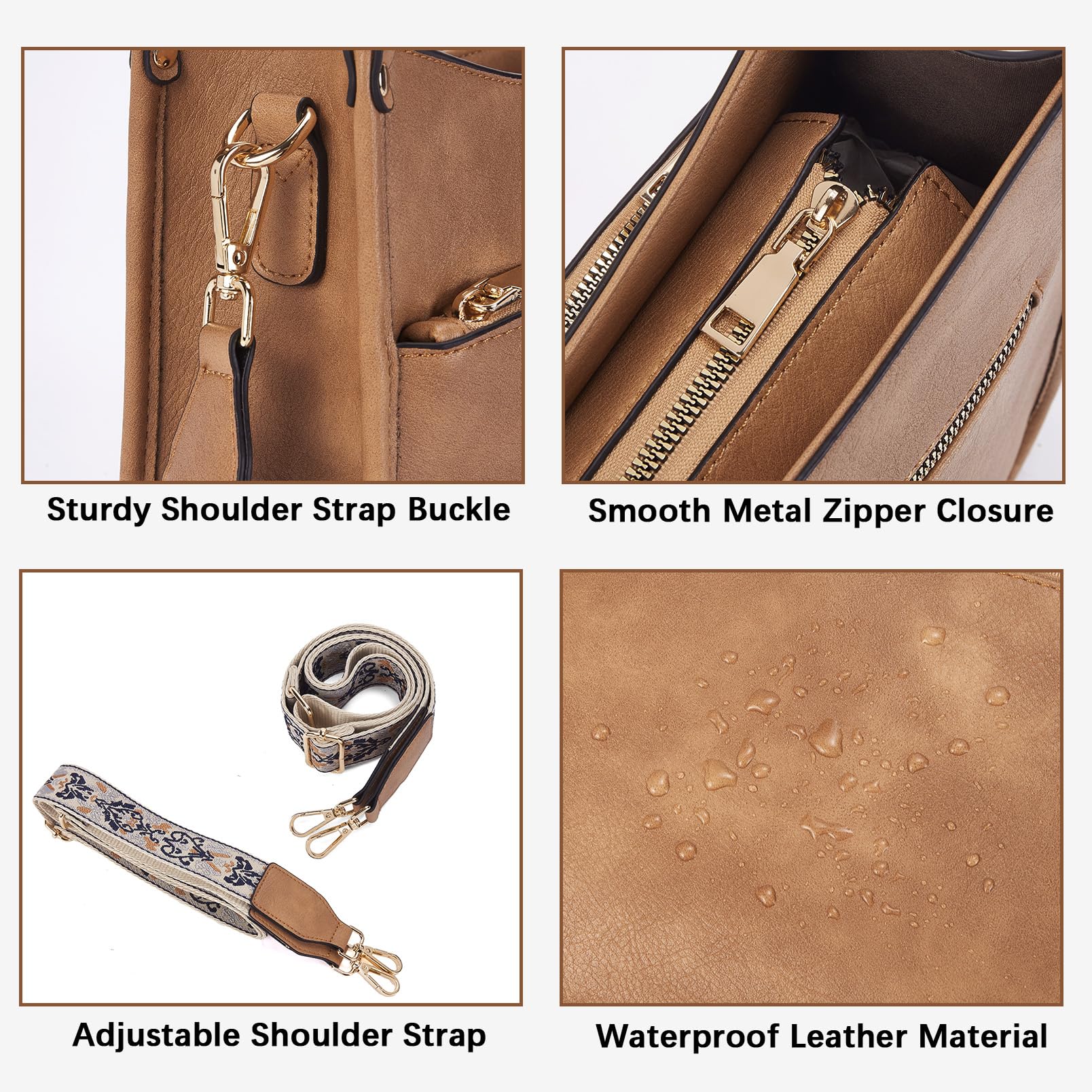 Trendy Vegan Leather Crossbody Purse for Women - Adjustable Guitar Strap Bucket Hobo Handbag | Perfect for Everyday Use, Travel & Casual Outings