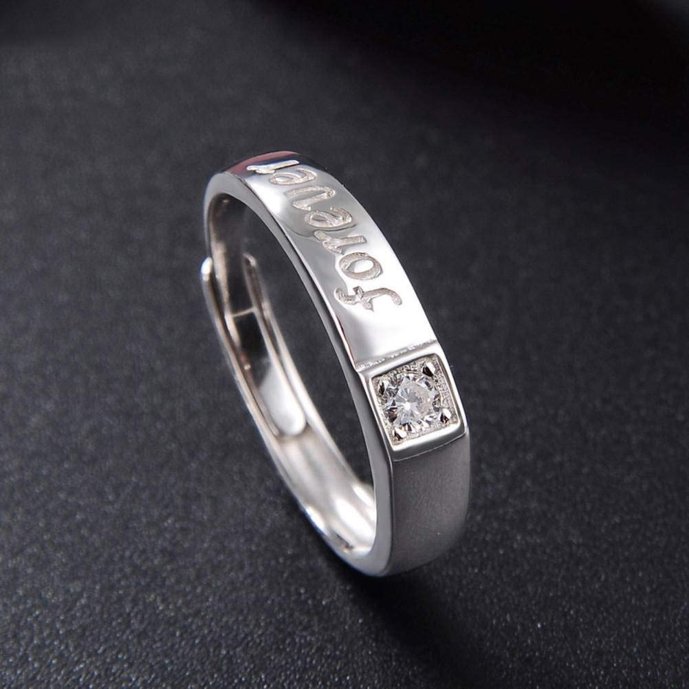 925 Sterling Silver Couple Rings with Zircon Inlay - Adjustable Alphabet Rings for Men & Women | Romantic Gift, Anniversary Jewelry, Wedding Band Alternative