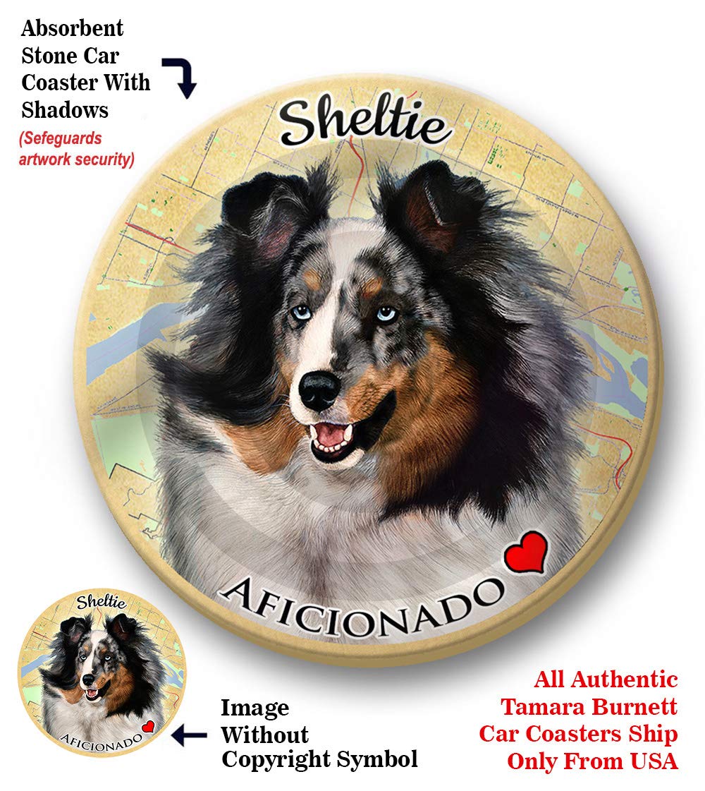 Blue Merle Sheltie Pet Coaster - Absorbent Ceramic Cup Holder for Cars & Home