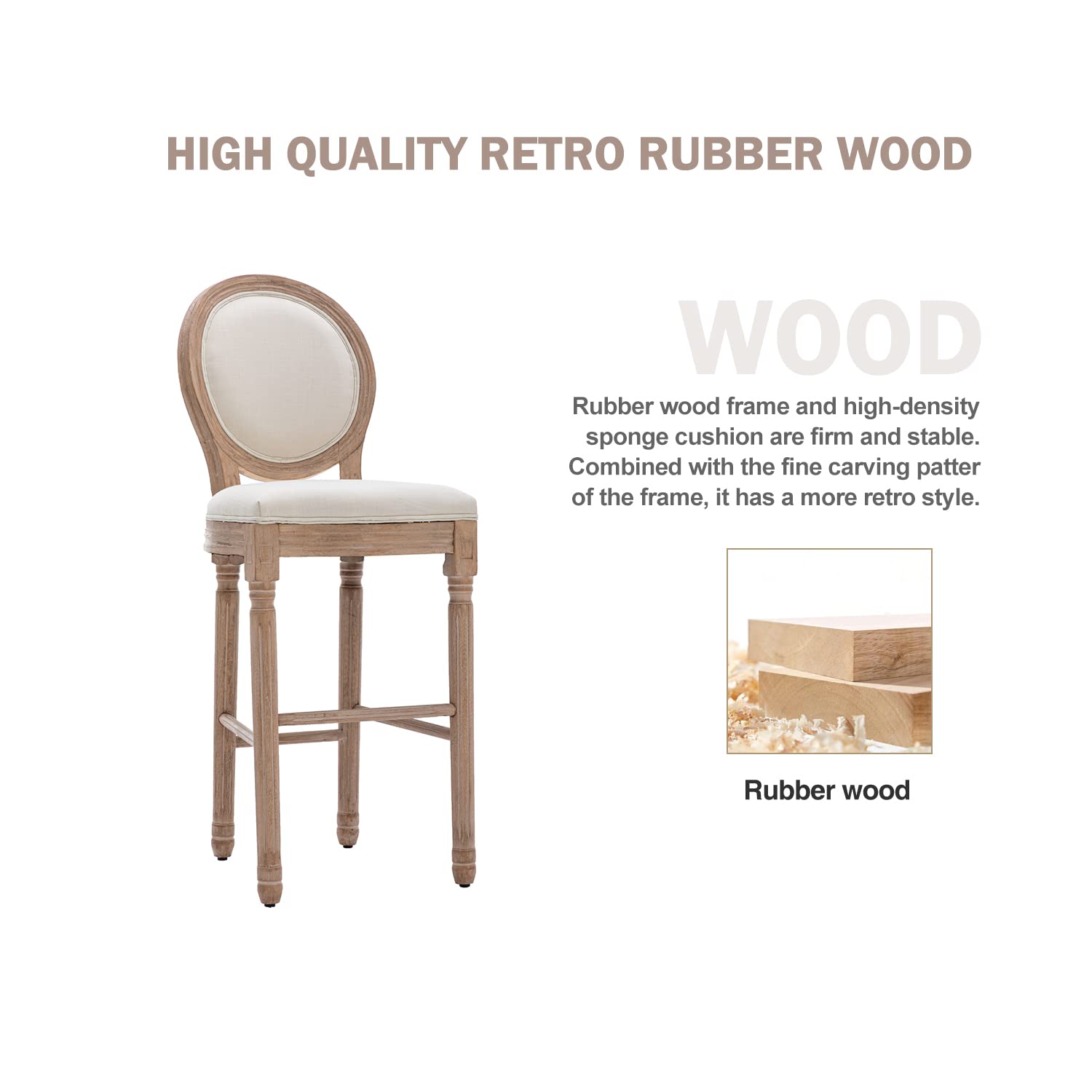 Nrizc Set of 4 Farmhouse Bar Stools - 30