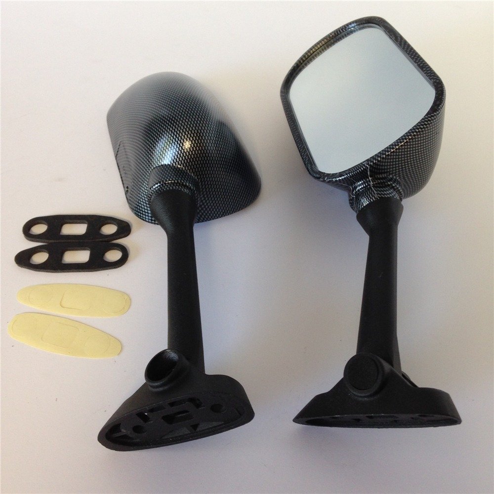 Carbon Fiber Racing Mirrors for Suzuki GSXR 1000 (2003-2006) & SV650 (2003-2006) - Lightweight OEM Style Side View Mirrors - Perfect for Motorcycle Racing, Track Days & Street Performance Upgrades