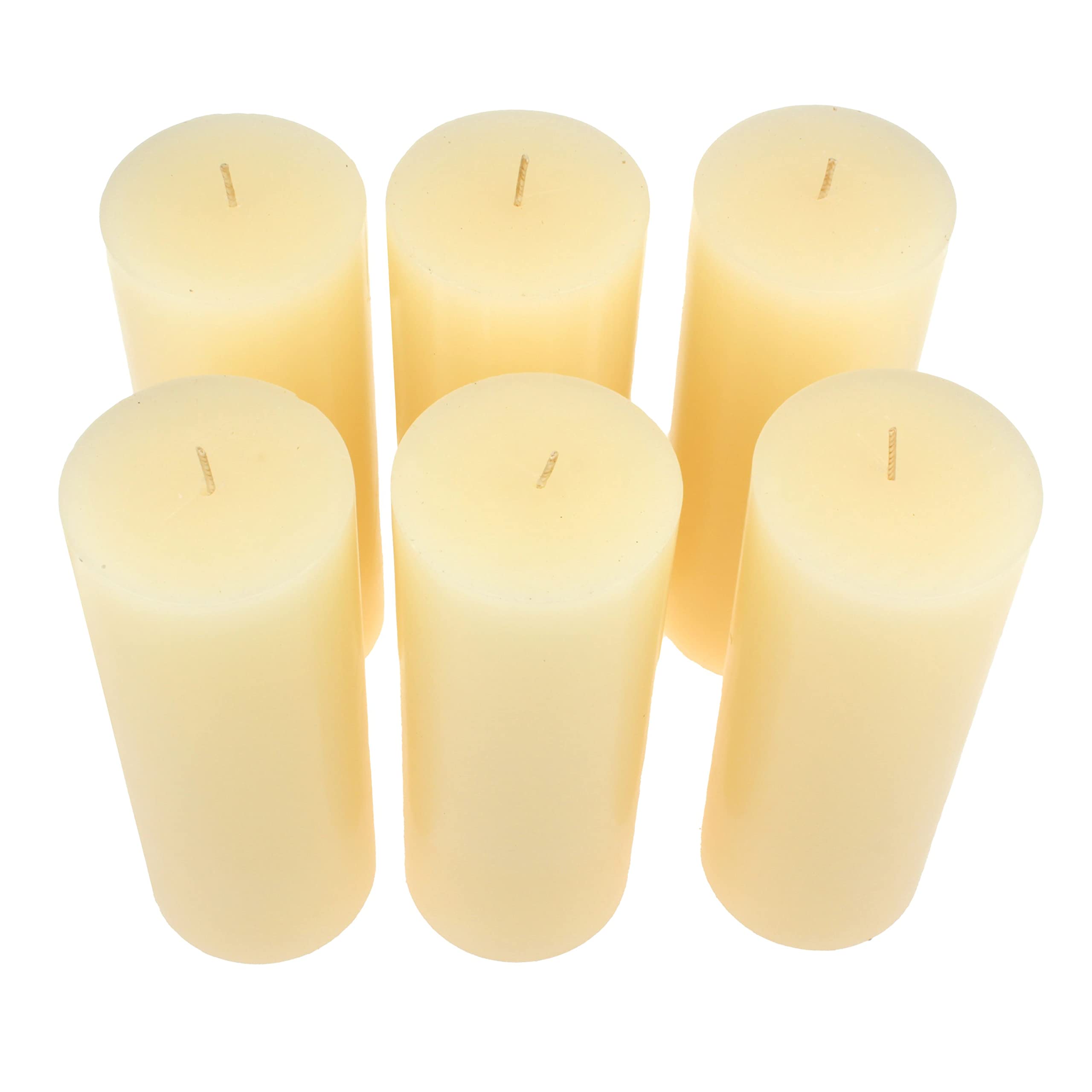 Stonebriar 6-Pack Ivory Unscented Pillar Candles - 3x8 Inches, 110-Hour Burn Time - Perfect for Weddings, Home Decor & Romantic Dinners