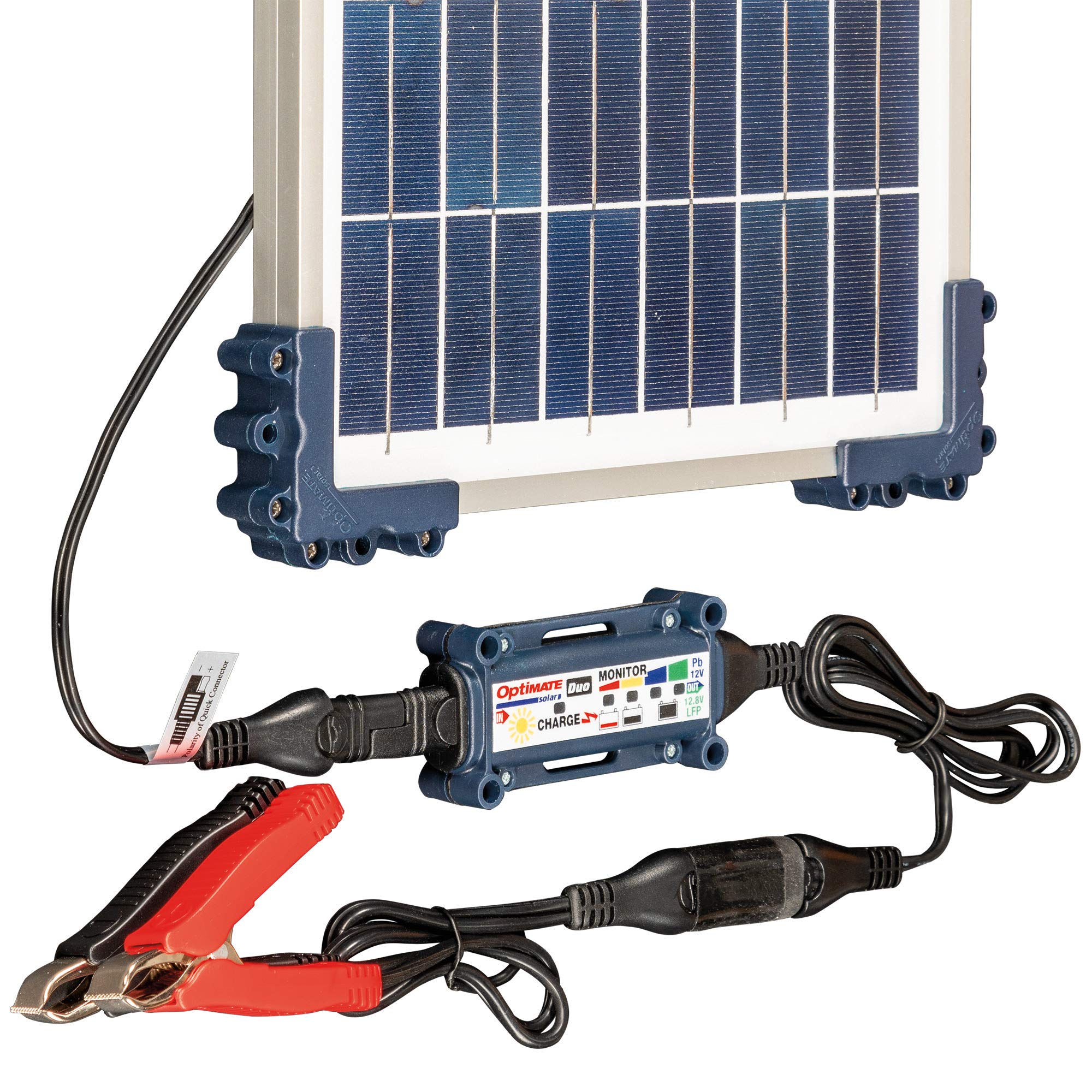 Optimate Solar Duo 10W Weatherproof Solar Battery Charger & Maintainer - 6-Step 12V/12.8V 0.83A for Cars, Motorcycles, Boats & RVs - Ideal for Outdoor & Off-Grid Power Maintenance (Model TM522-D1)