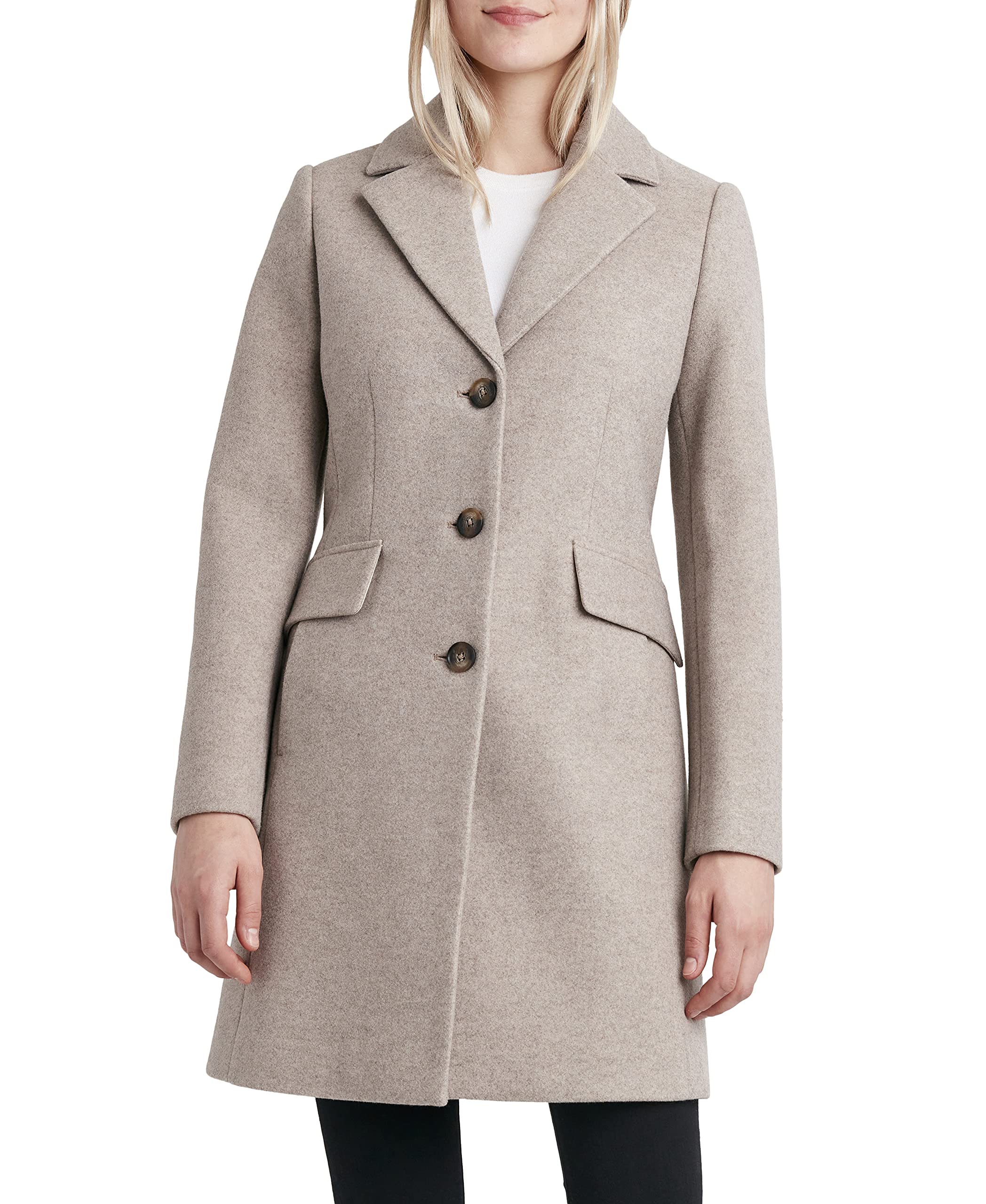 LAUNDRY BY SHELLI SEGAL Women's Faux Wool Coat with Notch Collar - Stylish Winter Outerwear for Office, Dating & Special Occasions
