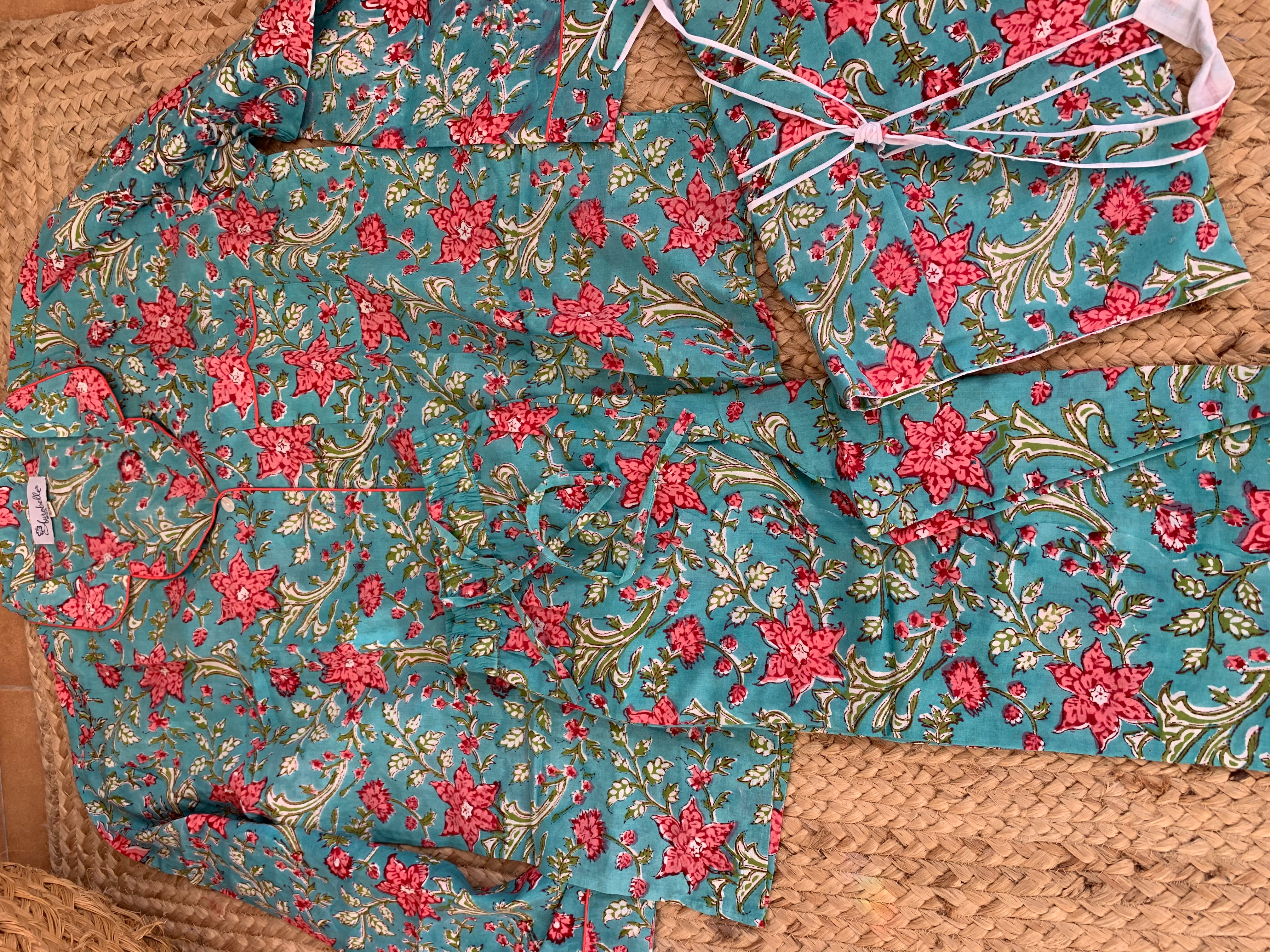 Hand Block Print Cotton Pajamas for Women - Soft & Cozy Lounge Wear for Sleep & Relaxation at Home