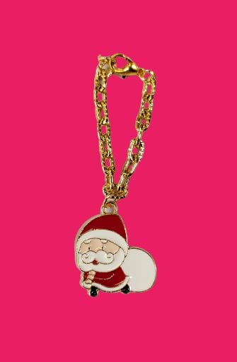 Sturdy Gold Chain with Santa Claus Pendant Watch Charm - Christmas Gift for Women & Girls | Watch Accessories for Holiday Parties & Festive Occasions
