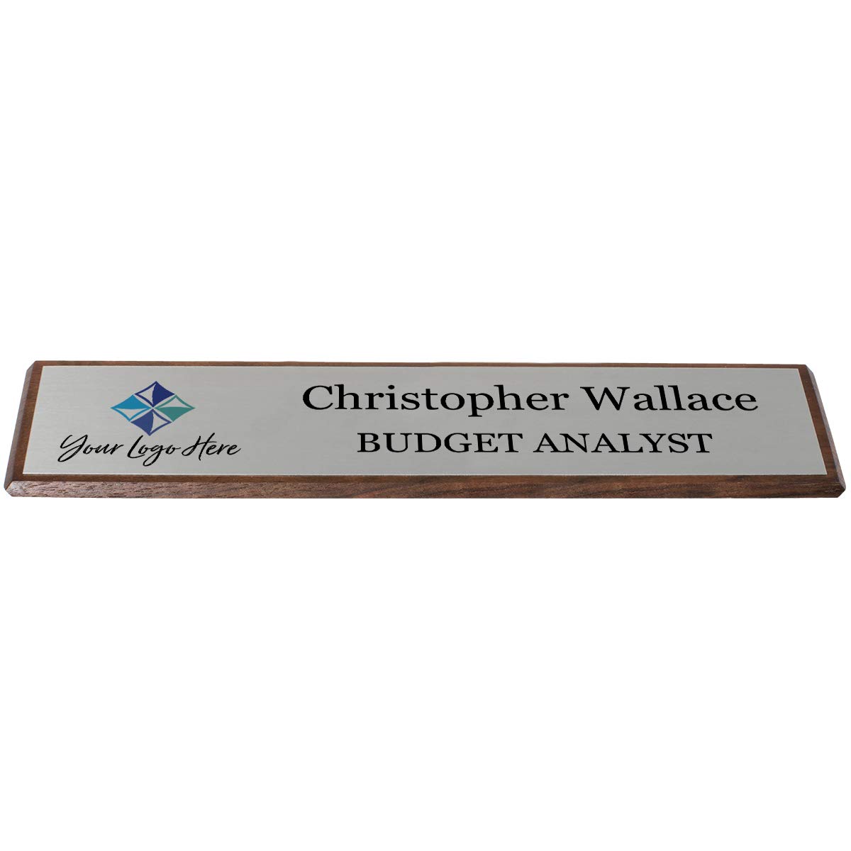 Premium Walnut Wood Desk Wedge - Silver Finish 10x2 Inches - Perfect for Laptop Stand, Monitor Riser & Ergonomic Workspace Setup