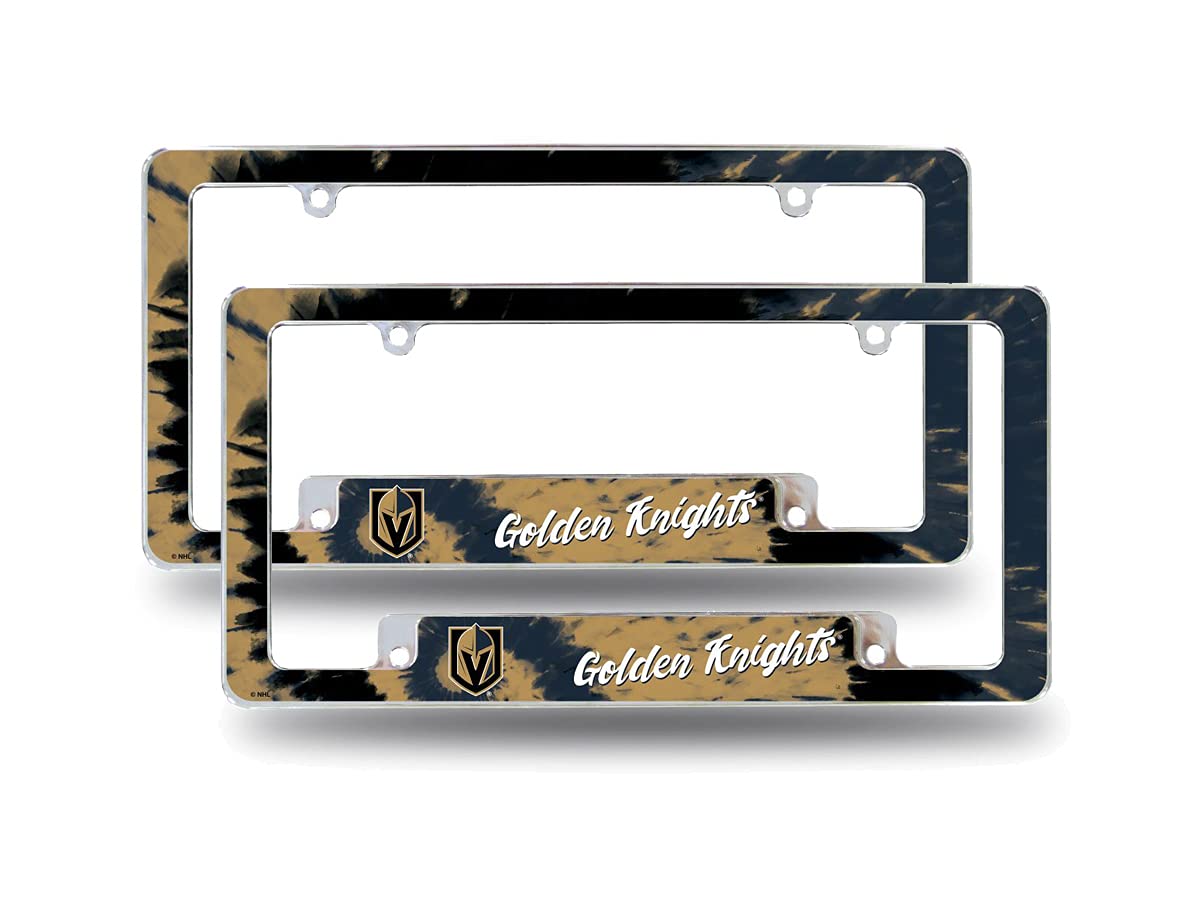 Las Vegas Golden Knights Chrome Metal License Plate Frames (Set of 2) - Bold Tie Dye Design - Perfect for Cars, Trucks & Motorcycles - Show Team Spirit on the Road