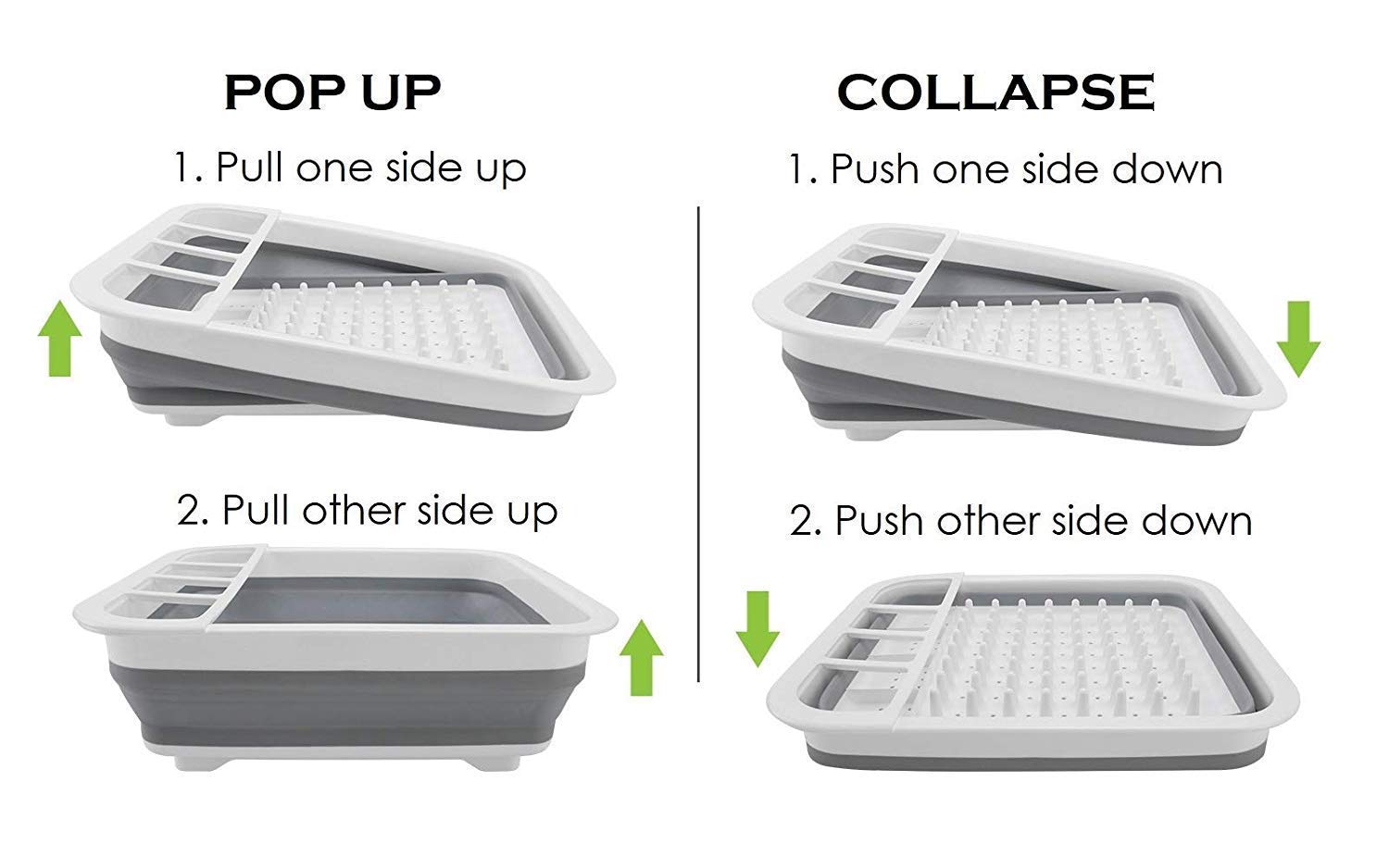 Collapsible Silicone Dish Drying Rack with Utensil Holder - Foldable Space-Saving Kitchen Organizer for Dishes, Cups & Cutlery - Perfect for Small Kitchens, RVs & Dorm Rooms (Multicolor)