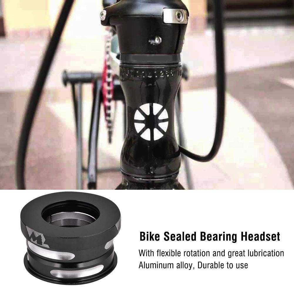 Dilwe 44mm Bicycle Headset with Internal Sealed Bearings - 28.6mm Handlebar Riser Adapter & Spacer for Front Fork (Black) | Perfect for Mountain Bike, Road Bike & BMX Upgrades