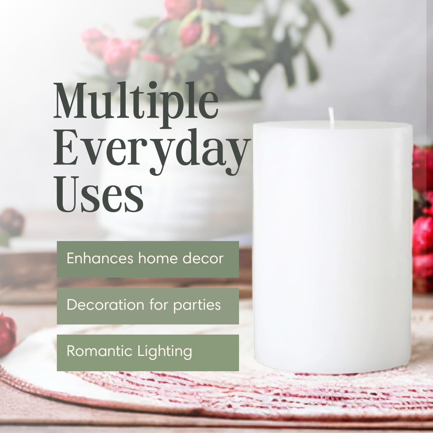 Premium Unscented White Pillar Candle 4x6 Inches - Hand-Poured Pure Wax for Elegant Home Decor, Weddings & Relaxation - Smokeless, Dripless, 120-Hour Burn Time - Perfect for Dining Tables, Spa Rooms & Meditation Spaces