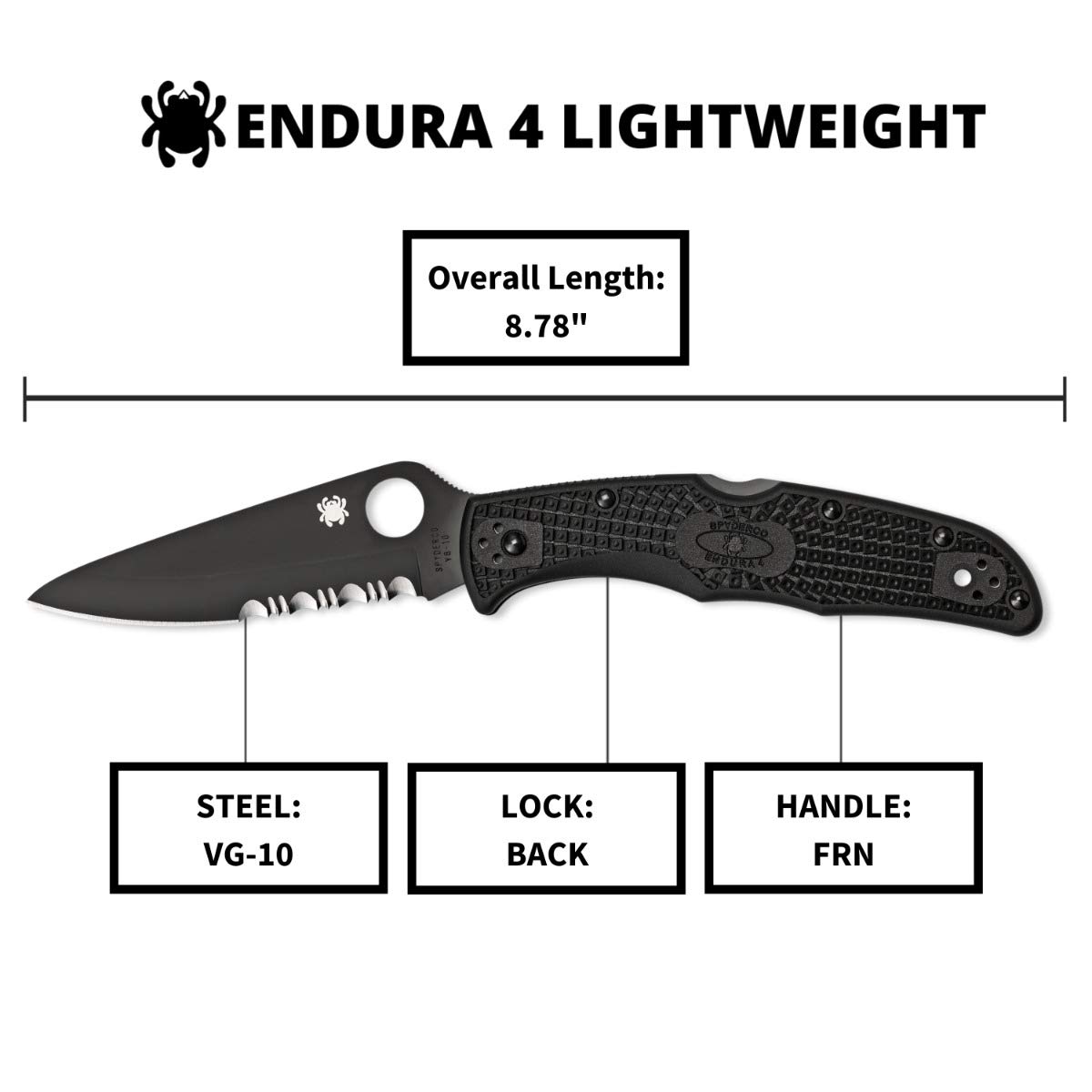 Spyderco Endura 4 Lightweight Folding Knife - 3.80