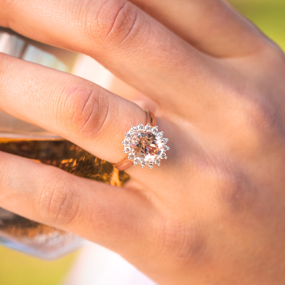 9ct Rose Gold 2.30ct Morganite and 1/2 Carat Diamond Engagement Ring - Perfect for Proposals, Anniversaries & Special Occasions