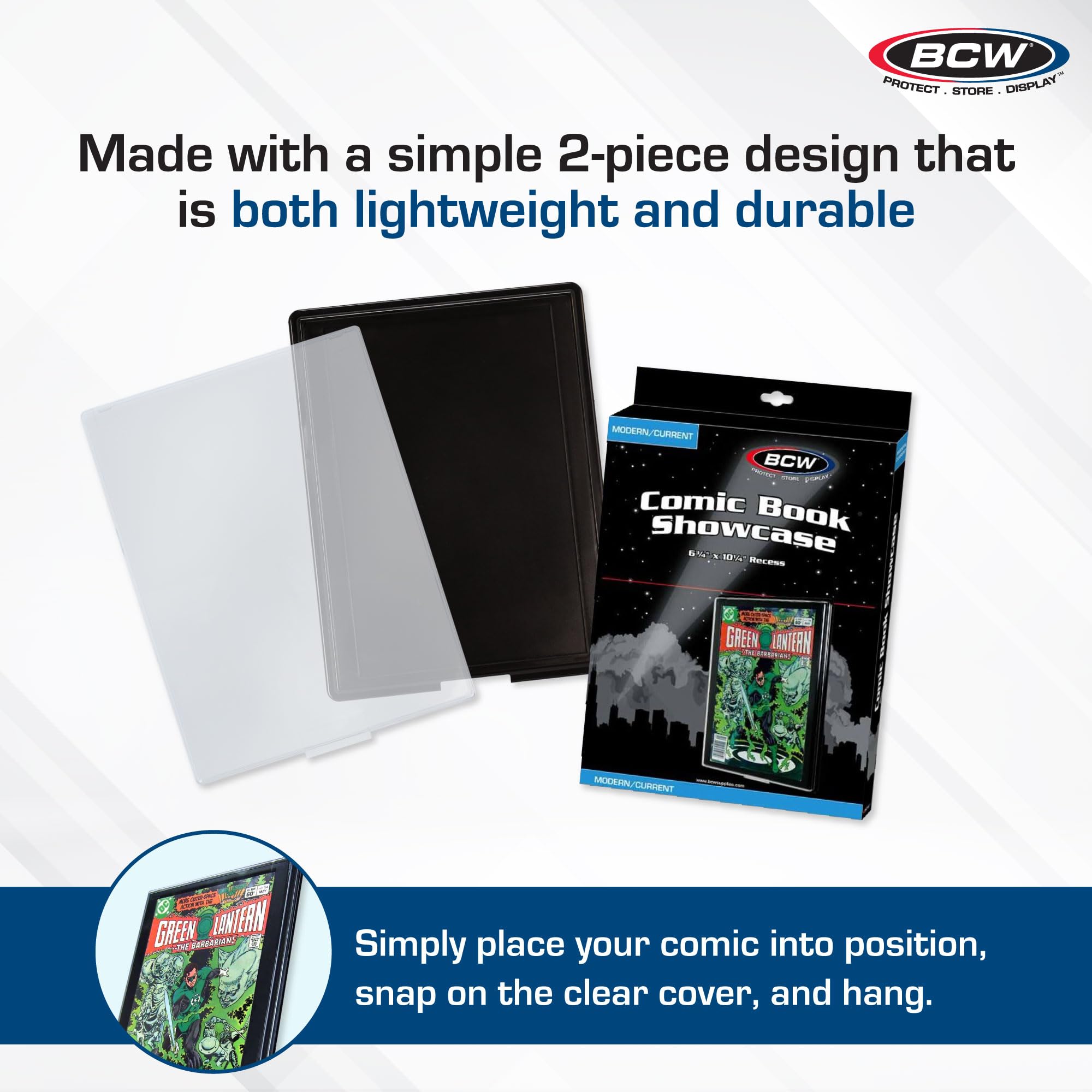 BCW Comic Book Showcase Frame - 2 Pack | Modern Comic Book Display Case & Wall Holder for Collectors | Perfect for Home, Office, or Comic Store Decor