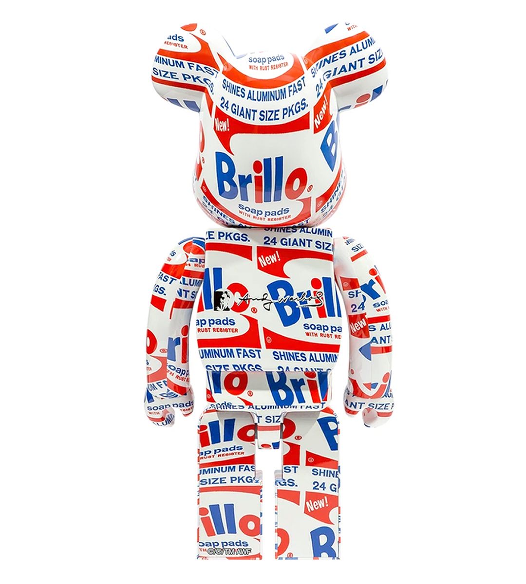 1000% Bearbrick Andy Warhol Brillo Box Art Collectible Figure - Limited Edition Vinyl Toy for Display & Home Decor