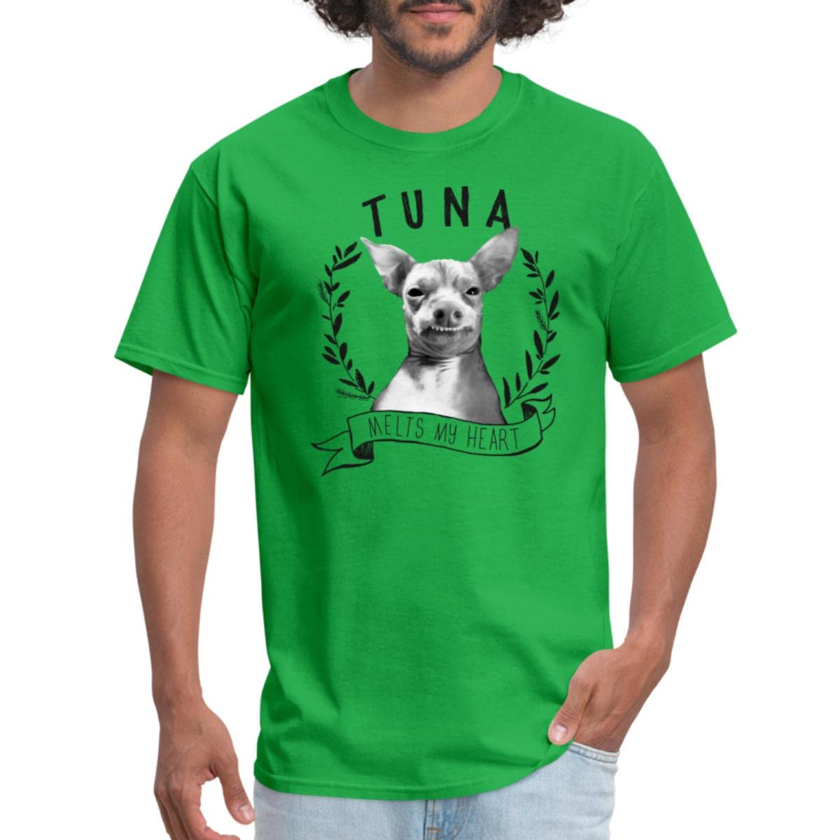 Spreadshirt Tuna Melts My Heart Crest Men's T-Shirt | Funny Fish Lover Graphic Tee | Casual Cotton Shirt for Men | Perfect Gift for Fishermen & Seafood Enthusiasts