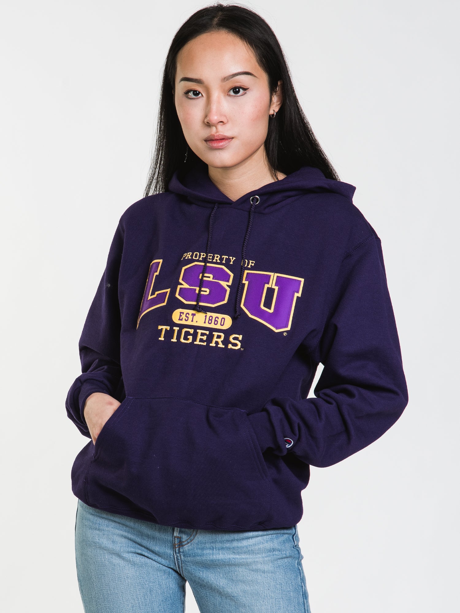 Champion Eco Powerblend LSU Hoodie - Men's & Women's Pullover Sweatshirt for Casual Wear & College Sports Fans - Clearance Sale