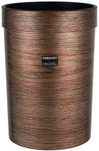 Vintage Wood Grain Trash Can - 10L Small Retro Garbage Bin for Home, Office, Living Room | Antique Style Waste Basket | Eco-Friendly & Durable | Perfect for Bedroom, Bathroom & Kitchen Decor