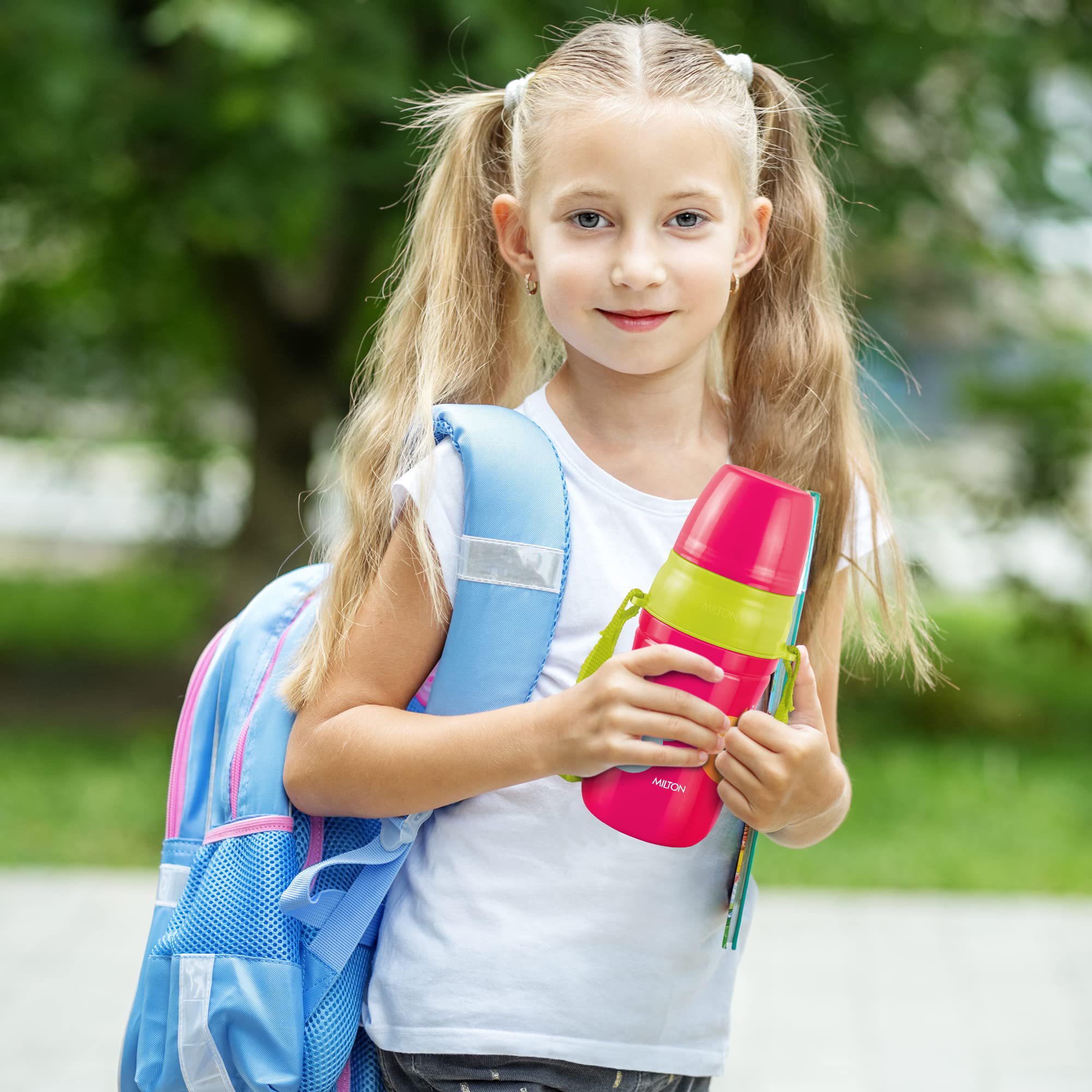 Milton Kool Cheer 400 Kids Insulated Water Bottle with Straw - 390ml, BPA Free, Leak Proof, Food Grade Plastic - Perfect for School, Picnics, Sports & Outdoor Activities (Red)