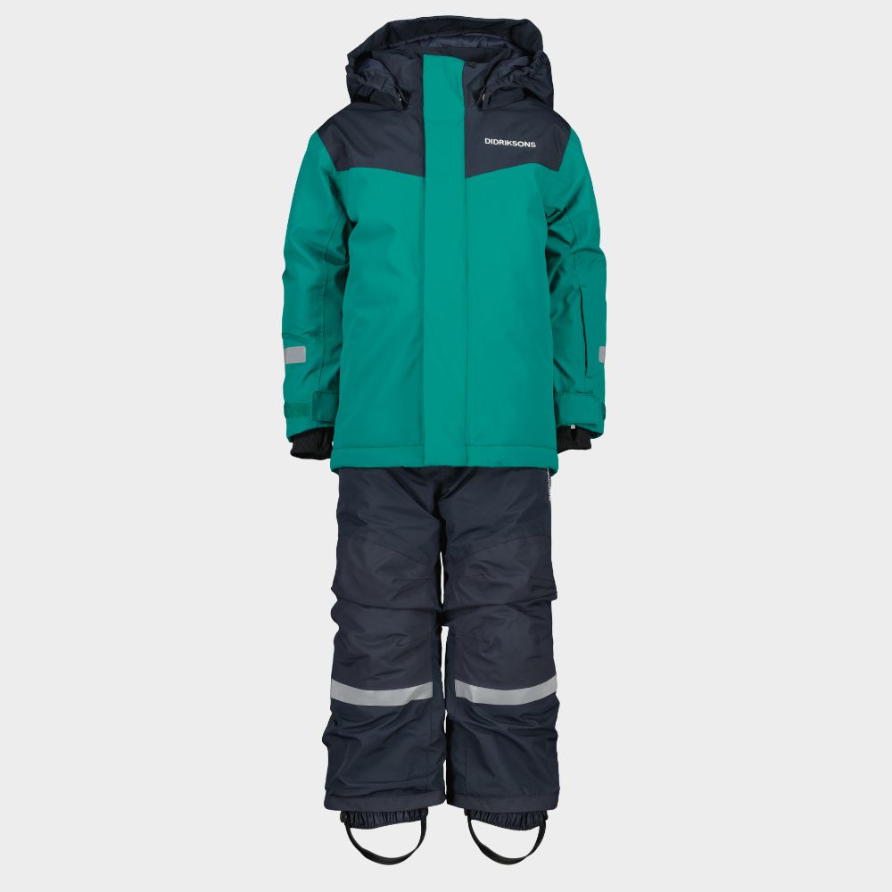 Didriksons Skare Kids Winter Jacket & Snow Pants Set - Waterproof & Windproof Outerwear for Boys & Girls (Petrol Green) - Perfect for Skiing, Snowboarding & Outdoor Winter Activities