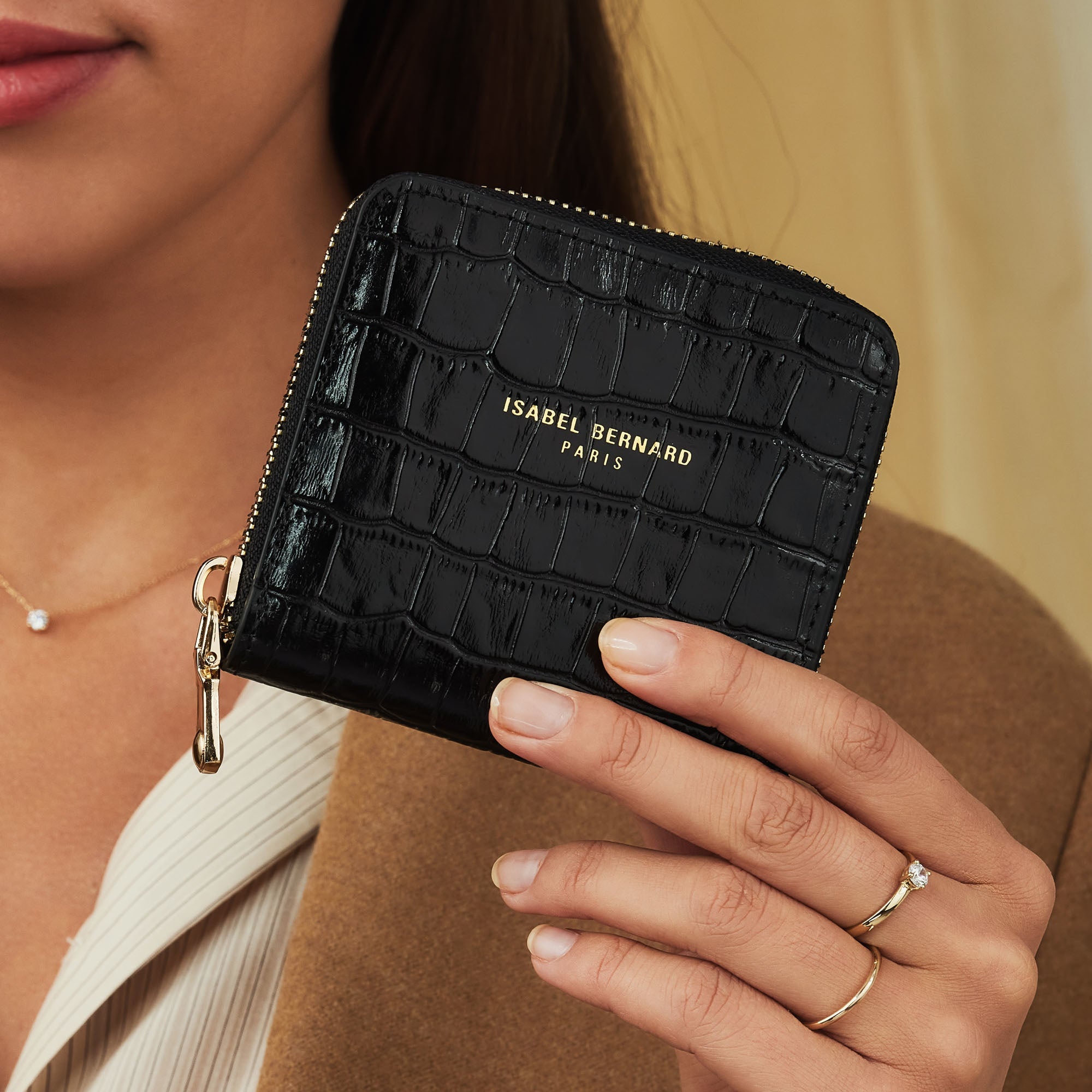 Isabel Croco Black Calfskin Leather Handbag and Wallet Set for Women | Luxury Gift for Birthday, Anniversary & Special Occasions | Perfect for Work, Travel & Evening Events