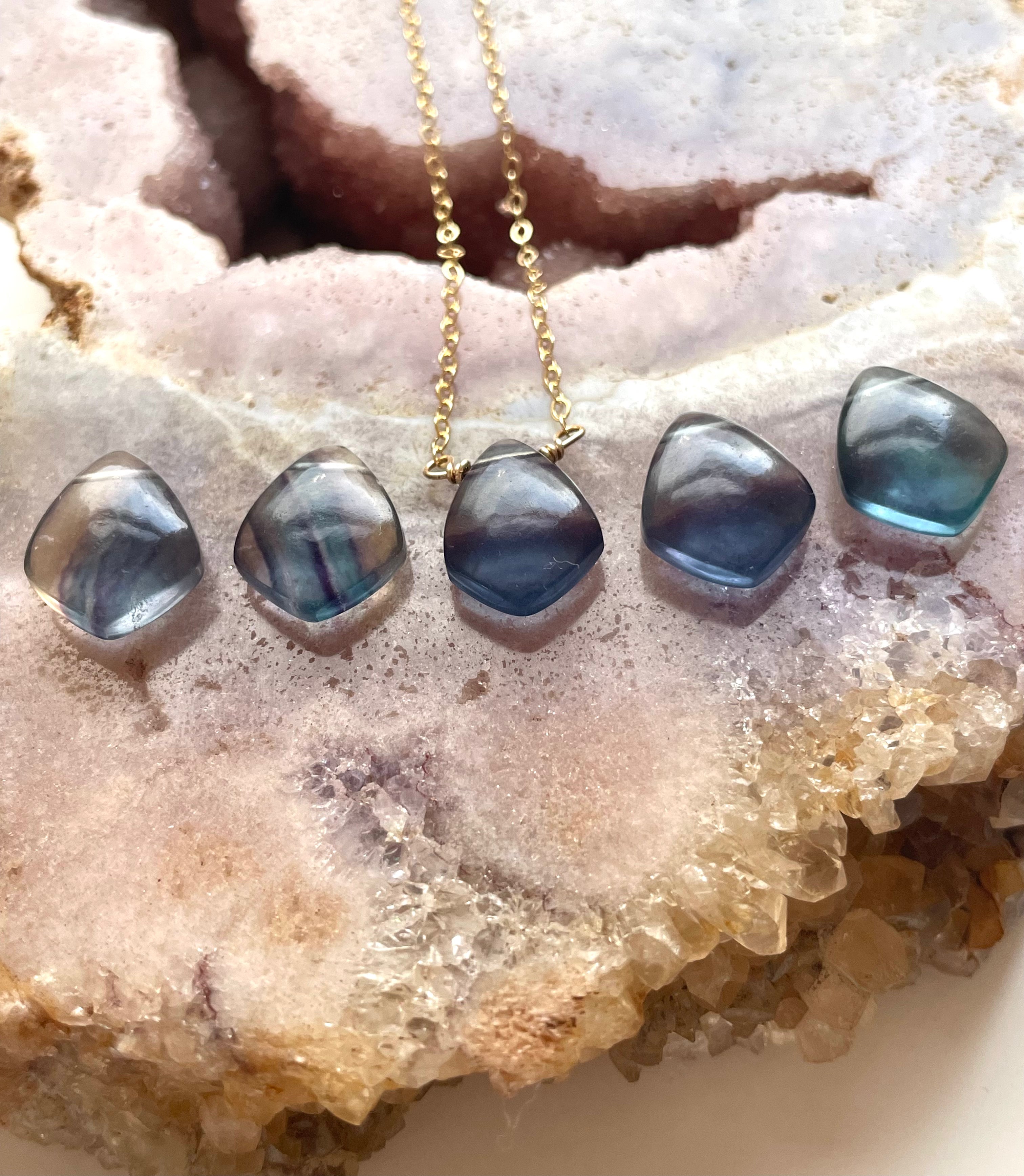 Rainbow Fluorite Pendant Necklace - Healing Crystal Jewelry for Women - Elegant Spiritual Gift for Meditation, Energy Balancing & Chakra Healing