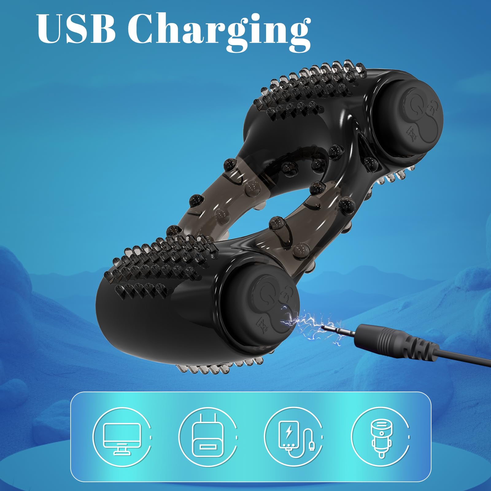 Dual Bullet Vibrating Cock Ring for Men – Powerful 10-Speed Penis Sleeve with Clitoral Stimulator | Couples Sex Toy for Enhanced Erection & Delayed Ejaculation | Perfect for Romantic Nights & Spicing Up Your Intimate Life