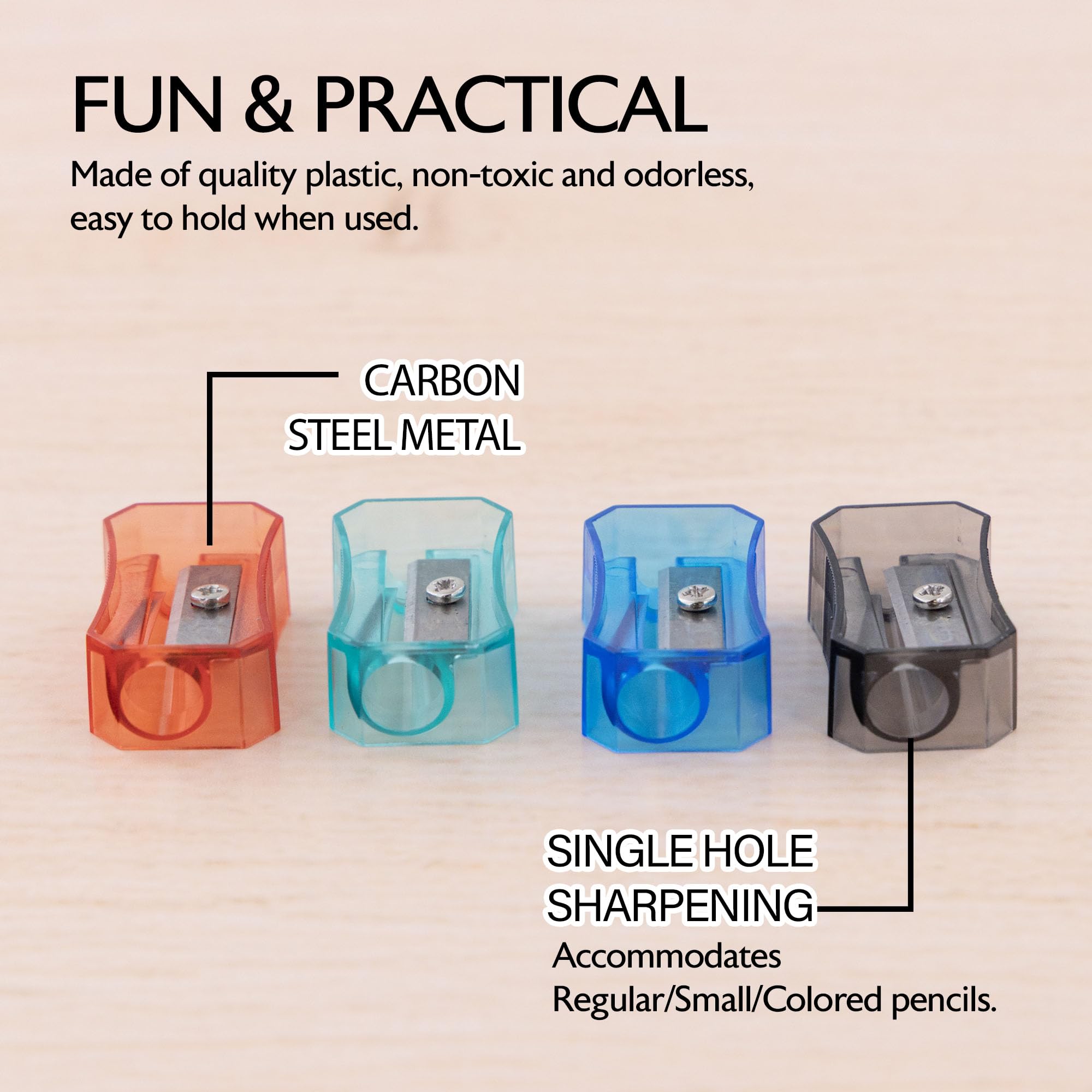 BAZIC Single Hole Pencil Sharpener for Standard Pencils & Crayons - 12 Pack Square Blade Sharpeners for School, Office & Art Supplies | Perfect for Classroom, Homework & Drawing Activities