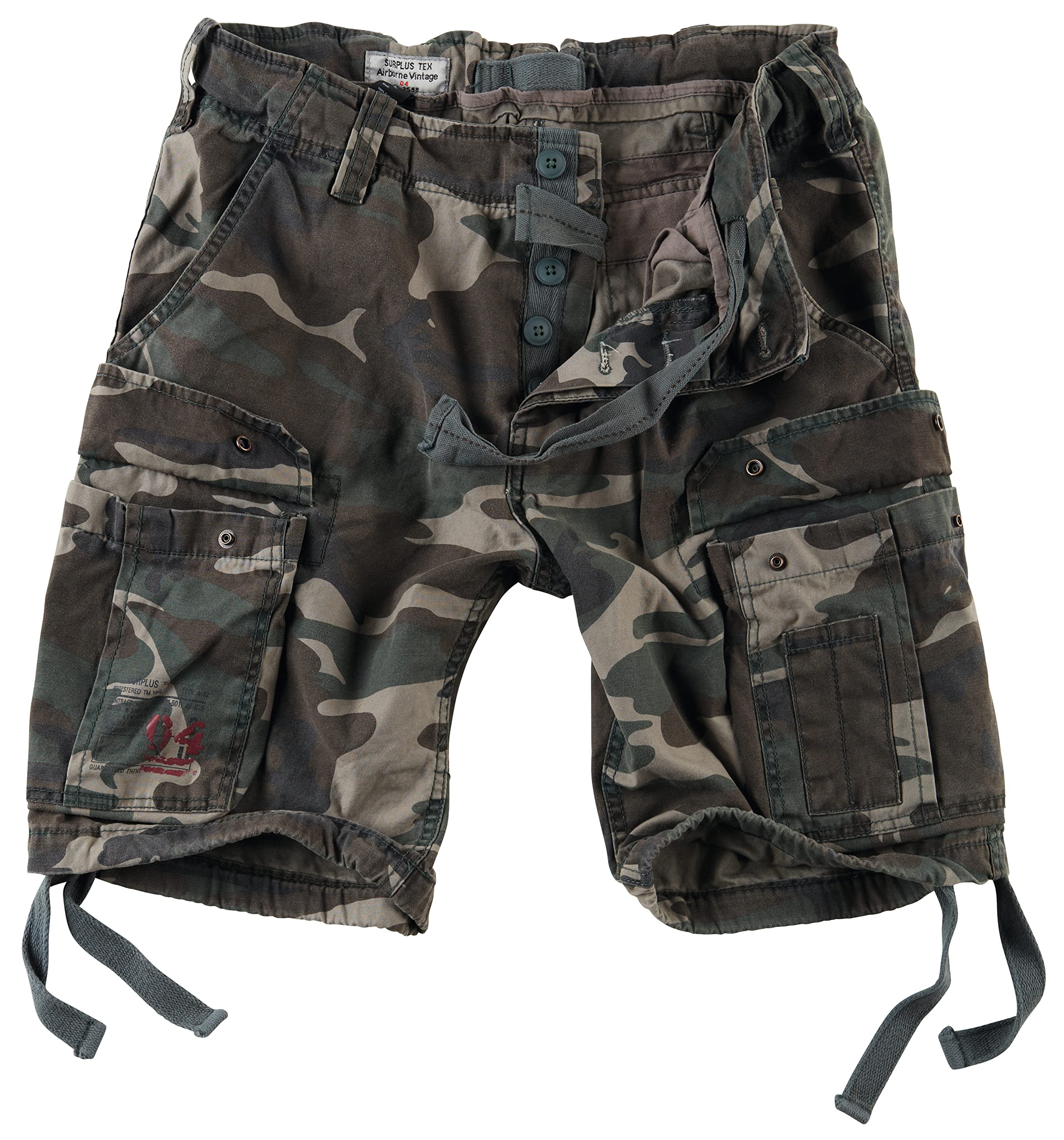 Vintage Washed Black Camo Military Surplus Men's Airborne Shorts - Perfect for Outdoor Adventures, Hiking & Casual Wear