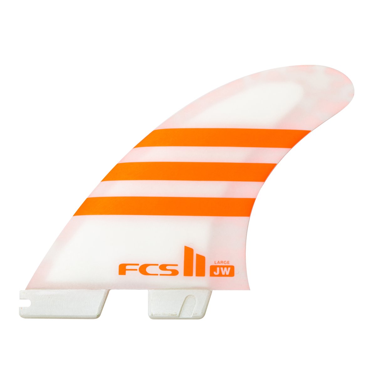 Julian Wilson FCS II THRUSTER PC AIRCORE Tri Surfboard Fins - Large Size, Orange/White - Perfect for High-Performance Surfing & Wave Riding