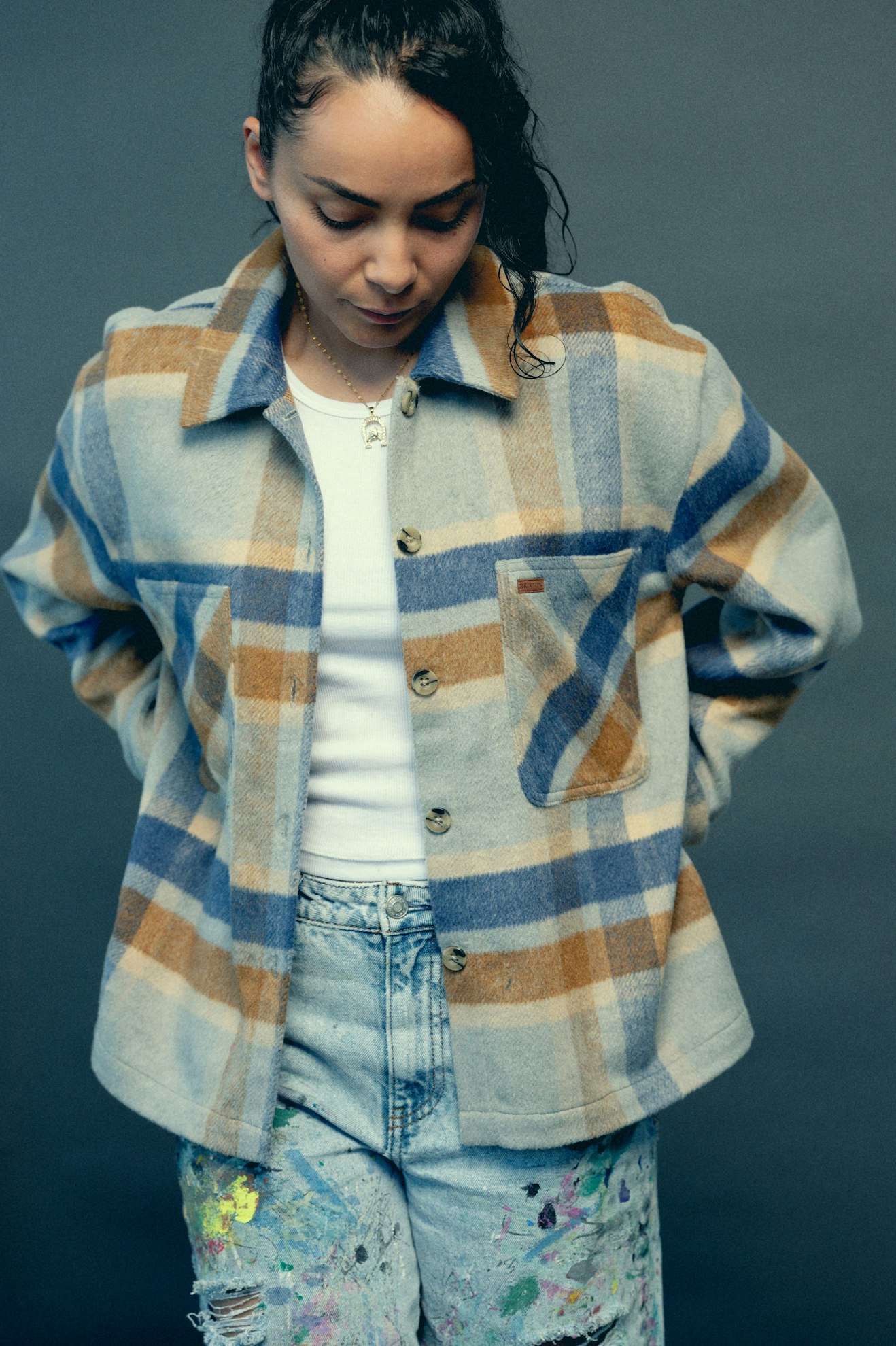Bowery Women's Soft Brushed Long Sleeve Flannel Shirt - Dark Denim | Cozy Fall & Winter Wear for Casual Outfits & Layering