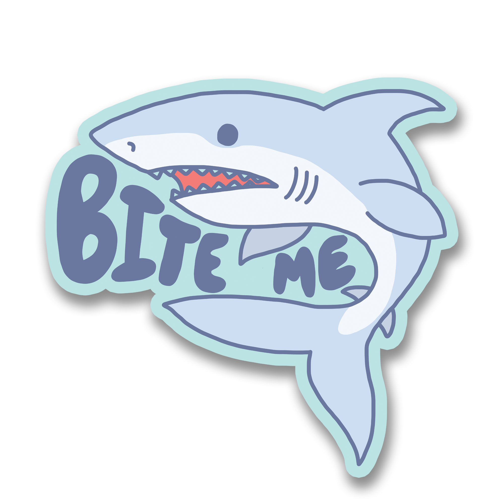 Bite Me Shark Vinyl Sticker - Waterproof Decal for Laptops, Cars & Water Bottles - Fun Decoration for Surfers & Shark Lovers