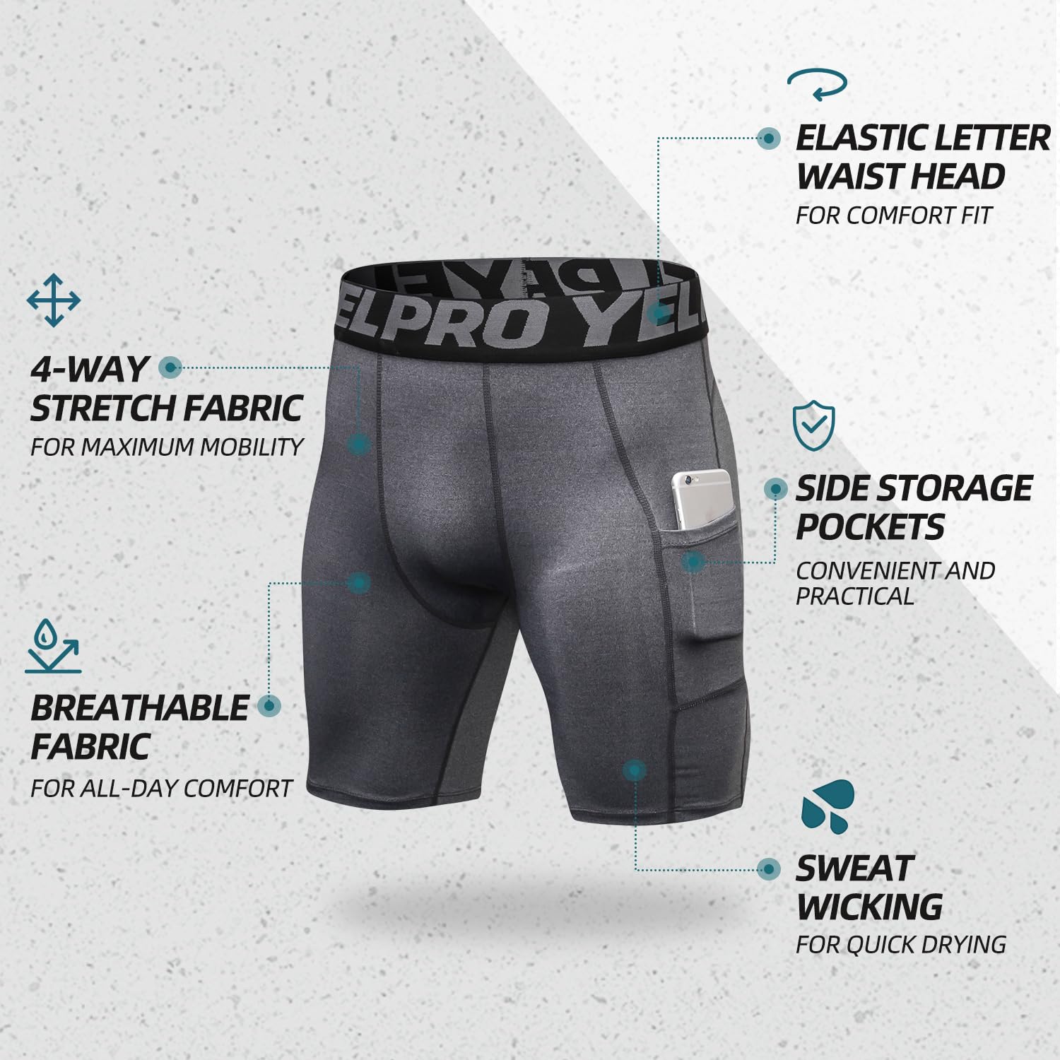 Men's Compression Shorts with Pockets - Spandex Athletic Workout Running Shorts - Performance Baselayer Underwear for Gym, Sports & Active Lifestyle