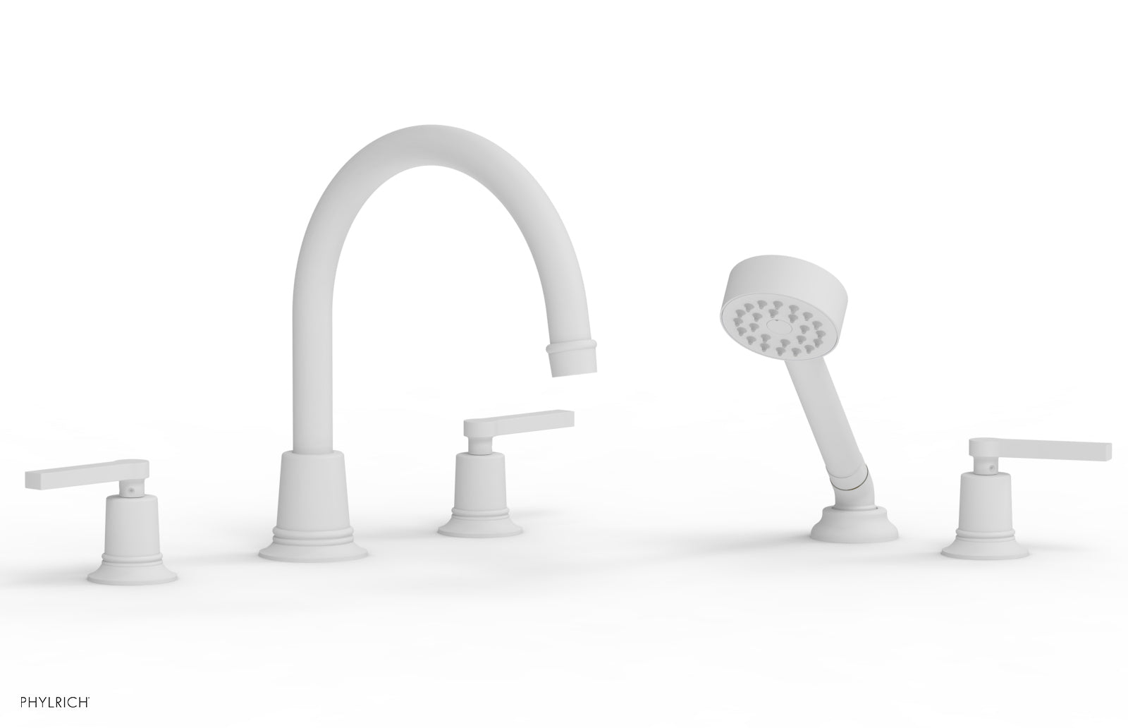 HEX MODERN Deck Mount Tub Faucet Set with Hand Shower and Lever Handles 501-51 - Perfect for Bathroom Renovation and Spa-Like Shower Experience