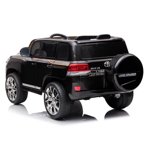 GARVEE 12V Kids Ride On Car - Toyota Land Cruiser Electric Toy Vehicle with Parent Remote Control, LED Lights, 3 Speed Modes, Dual 45W Motors, USB Music Player & Safety Seat Belt - CPC & ASTM Certified (Black) - Perfect for Outdoor Play, Birthday Gifts & Toddler Pretend Driving
