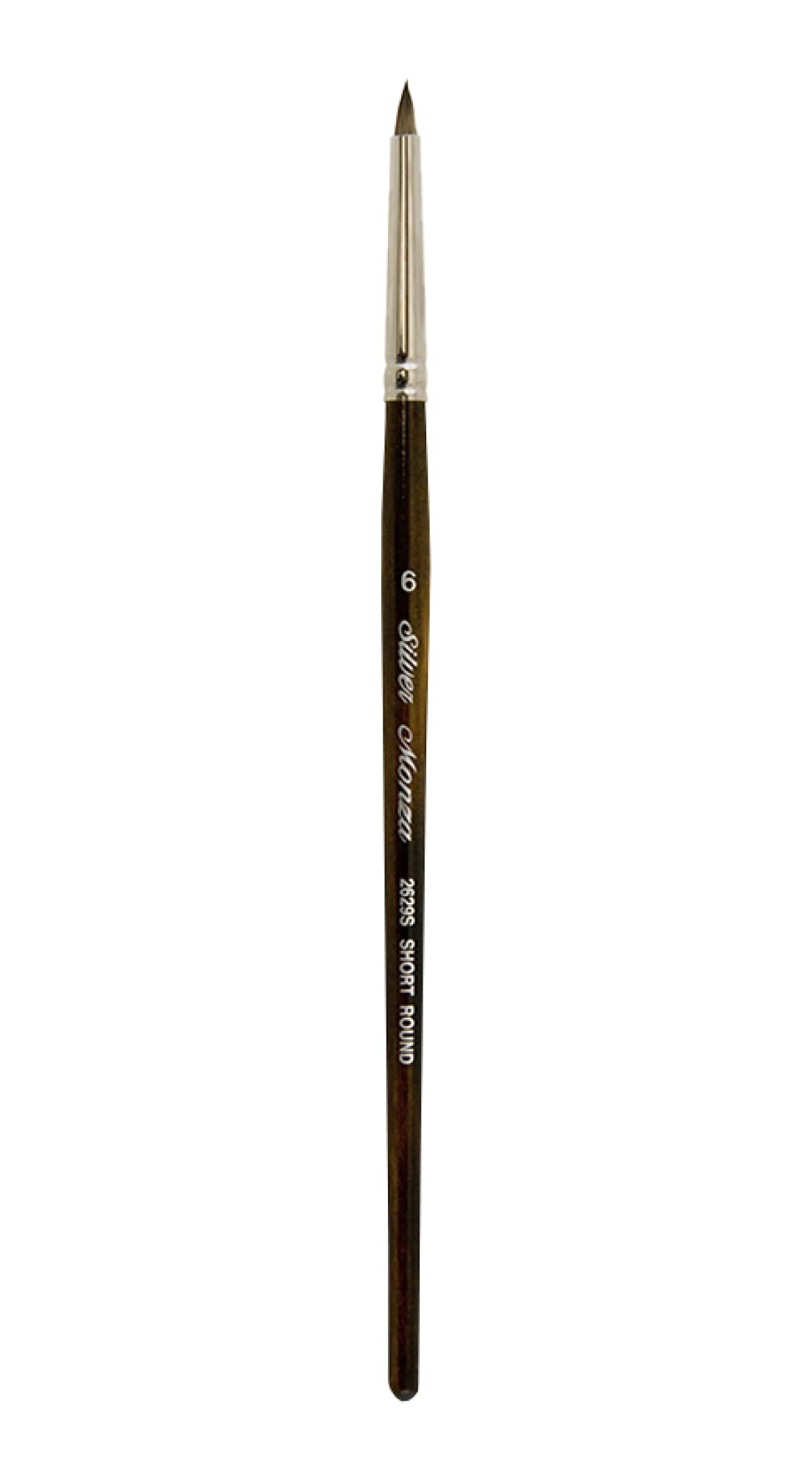 Silver Brush Limited 2629S-6 Monza Short Round Paintbrush - Professional Oil, Acrylic & Heavy Body Paint Brush with Short Handle (Size 6) - Perfect for Canvas Painting, Miniature Art & Detailed Work
