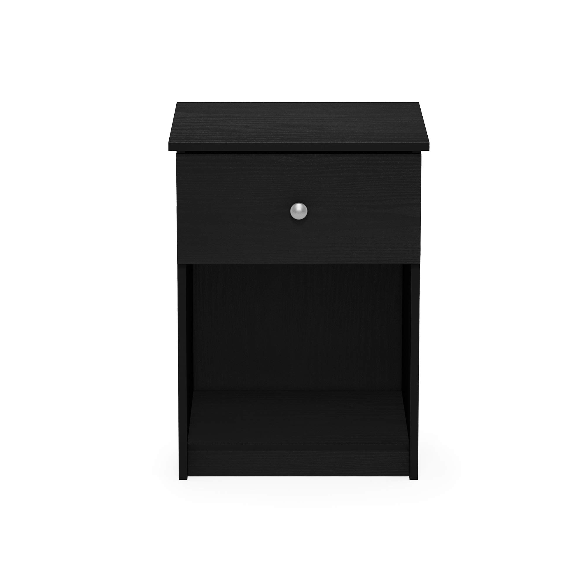 Furinno Tidur Nightstand Set of 2 - Black Oak Finish Bedside Table with Storage Shelf | Perfect for Bedrooms, Guest Rooms & Small Spaces